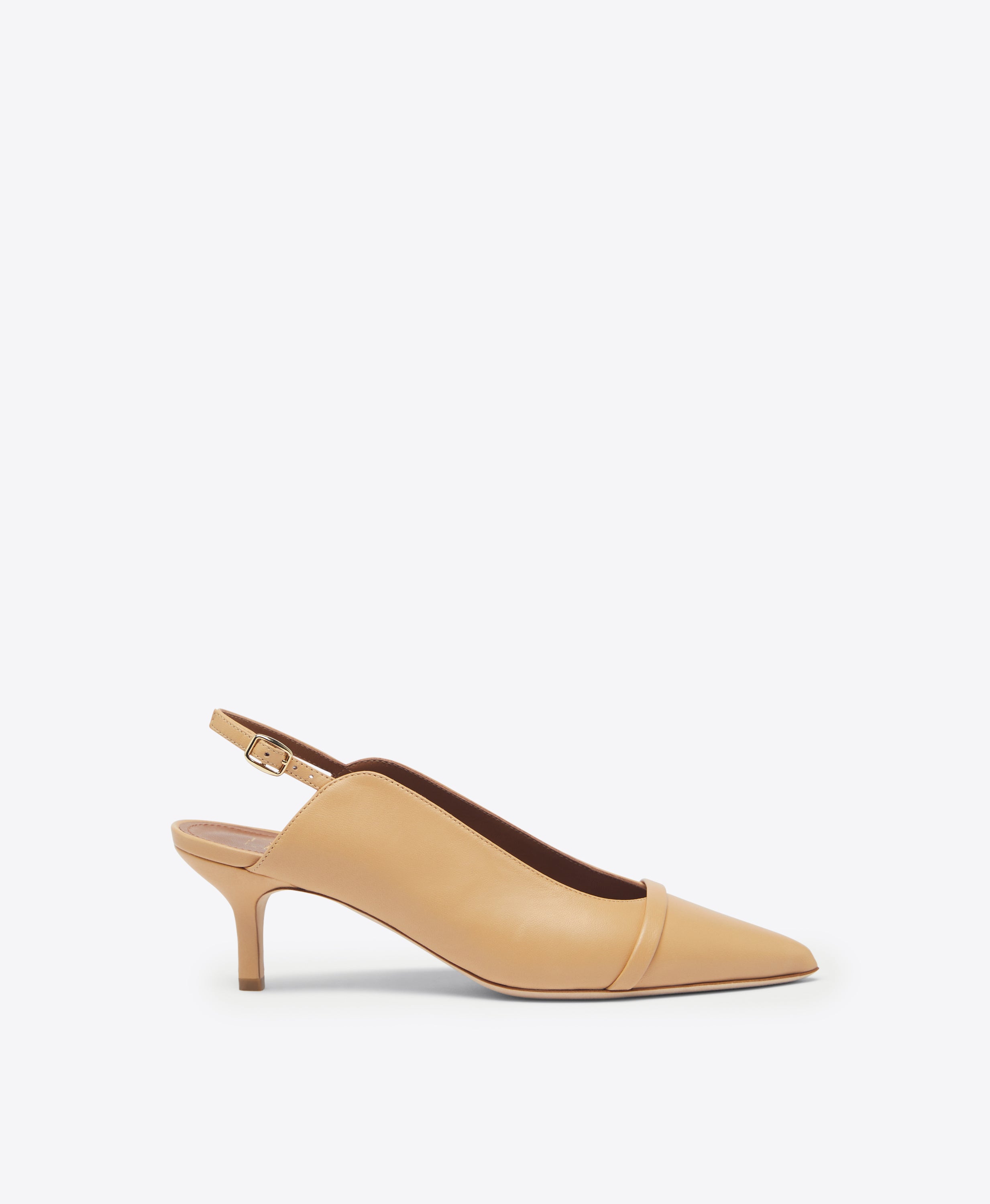 Marion 45mm Sepia Leather Kitten Heel Slingbacks | Malone Souliers