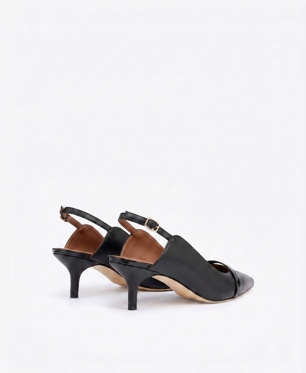 Marion 45 Black Leather Slingbacks