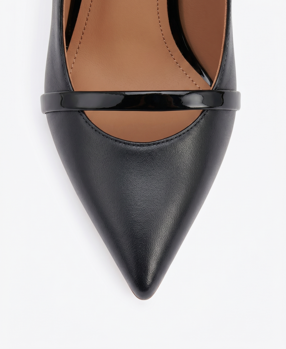 Marion 45 Black Leather Slingbacks
