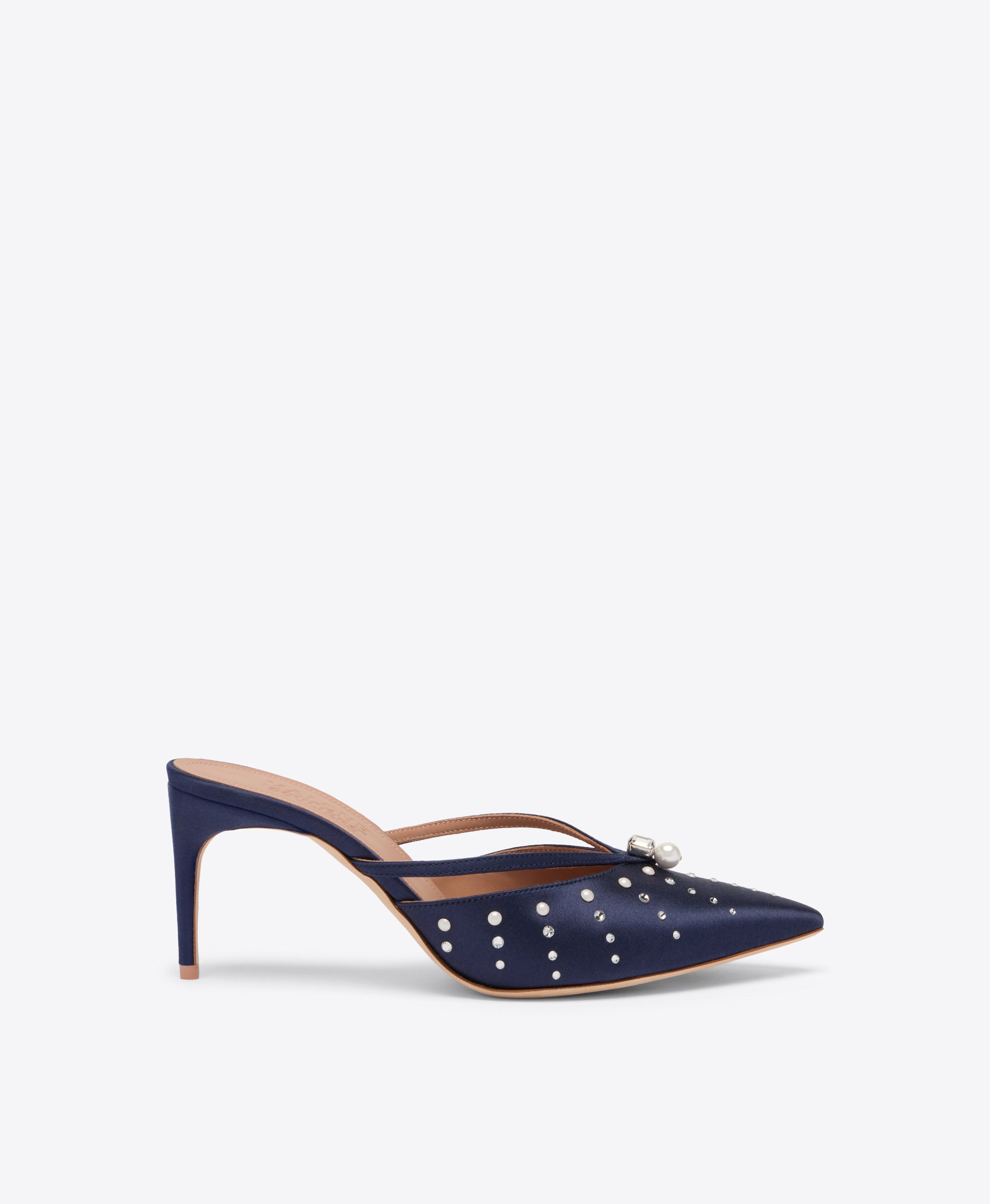 Marisa 70 Navy Satin Mules Malone Souliers