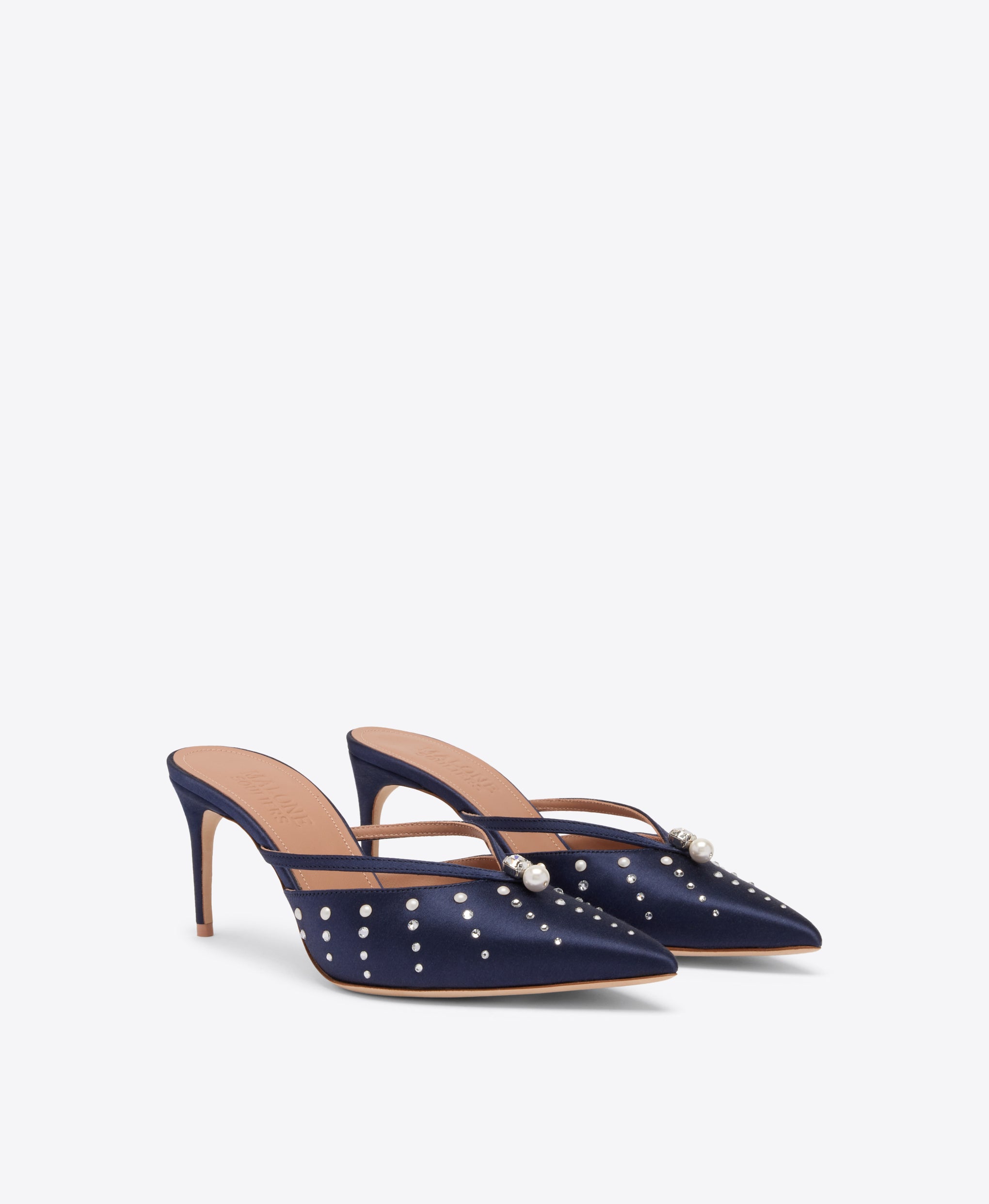 Marisa 70 Navy Satin Mules Malone Souliers
