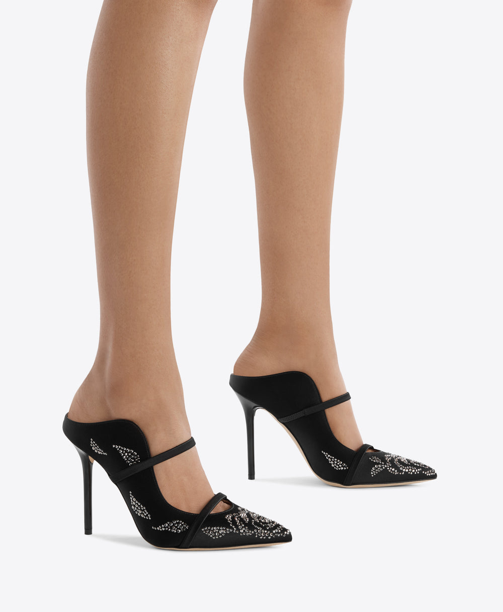 Maureen 100 Black Satin  Mules Malone Souliers