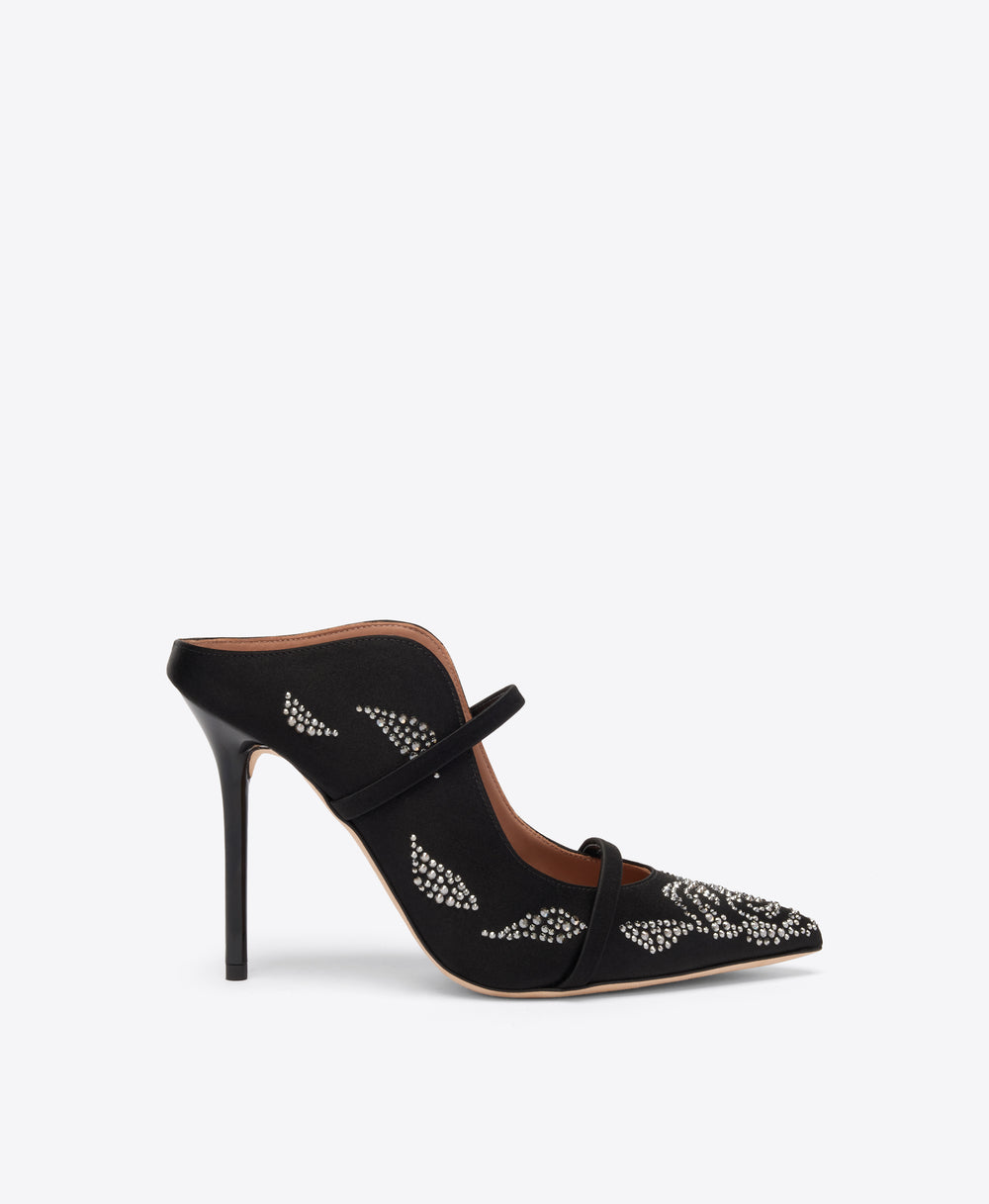 Maureen 100 Black Satin  Mules Malone Souliers