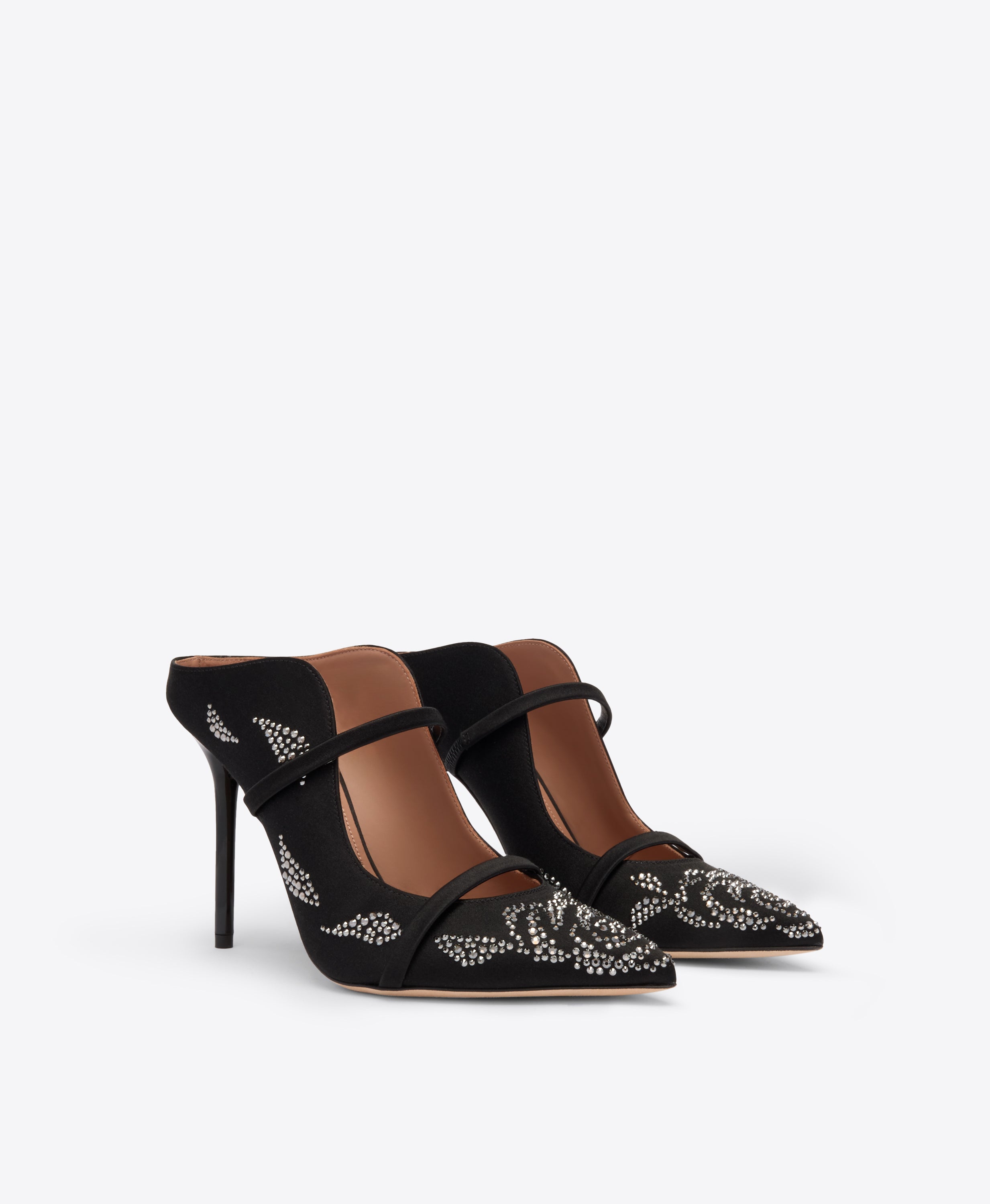 Maureen 100 Black Satin Mules | Malone Souliers