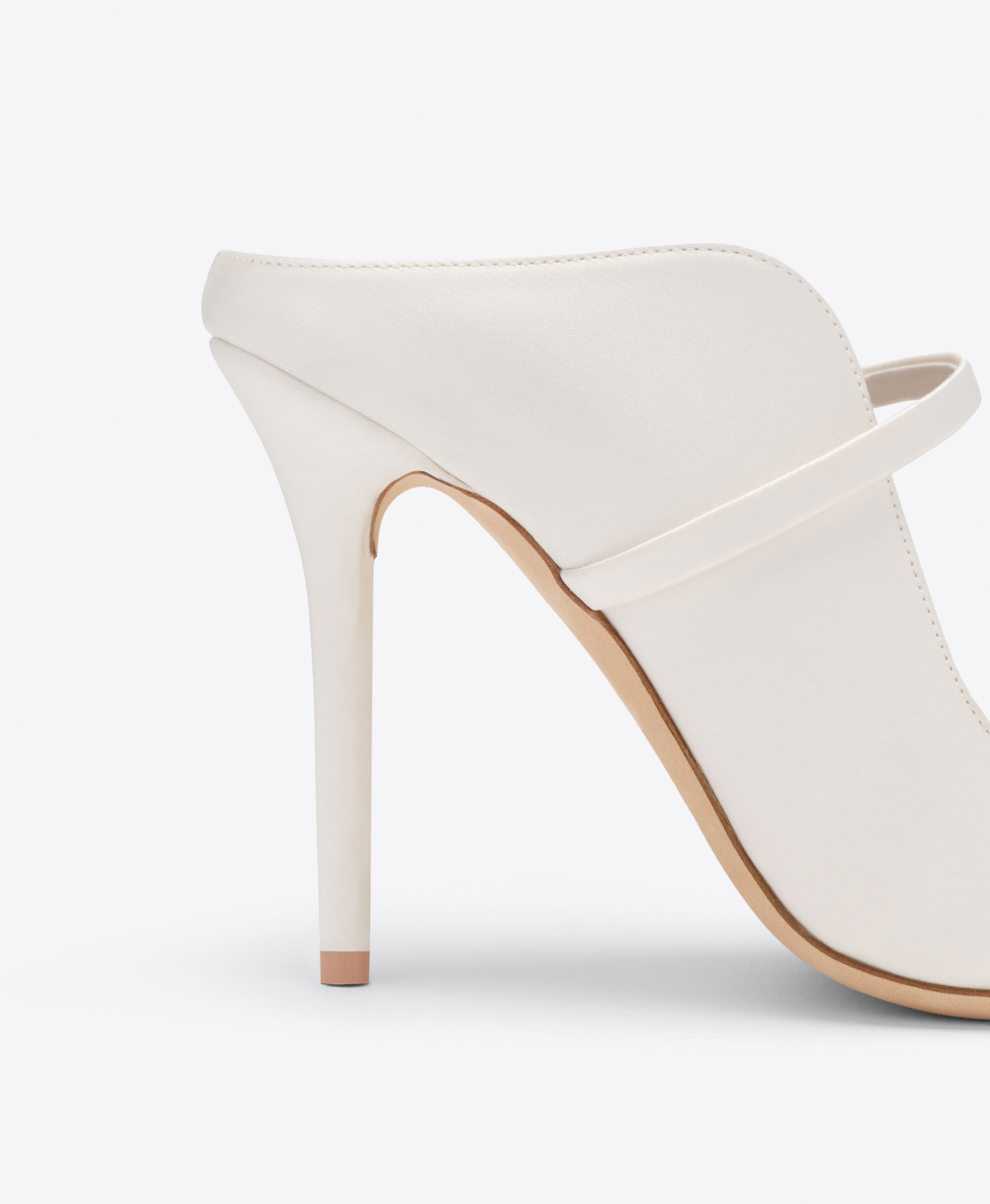 Malone Souliers|Maureen 100 White Satin Heeled Mules