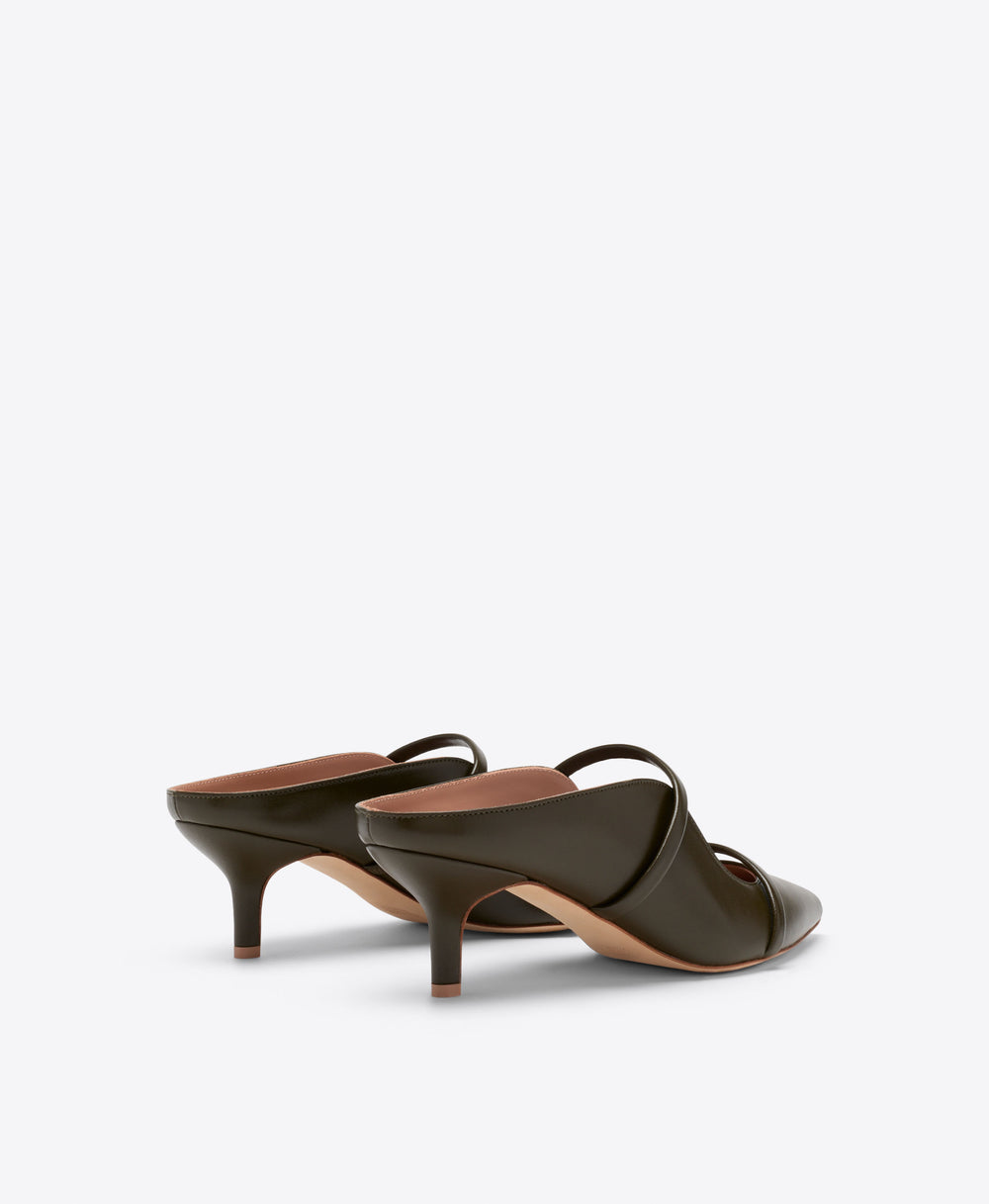 Maureen 45 Olive Leather Kitten Heels Malone Souliers