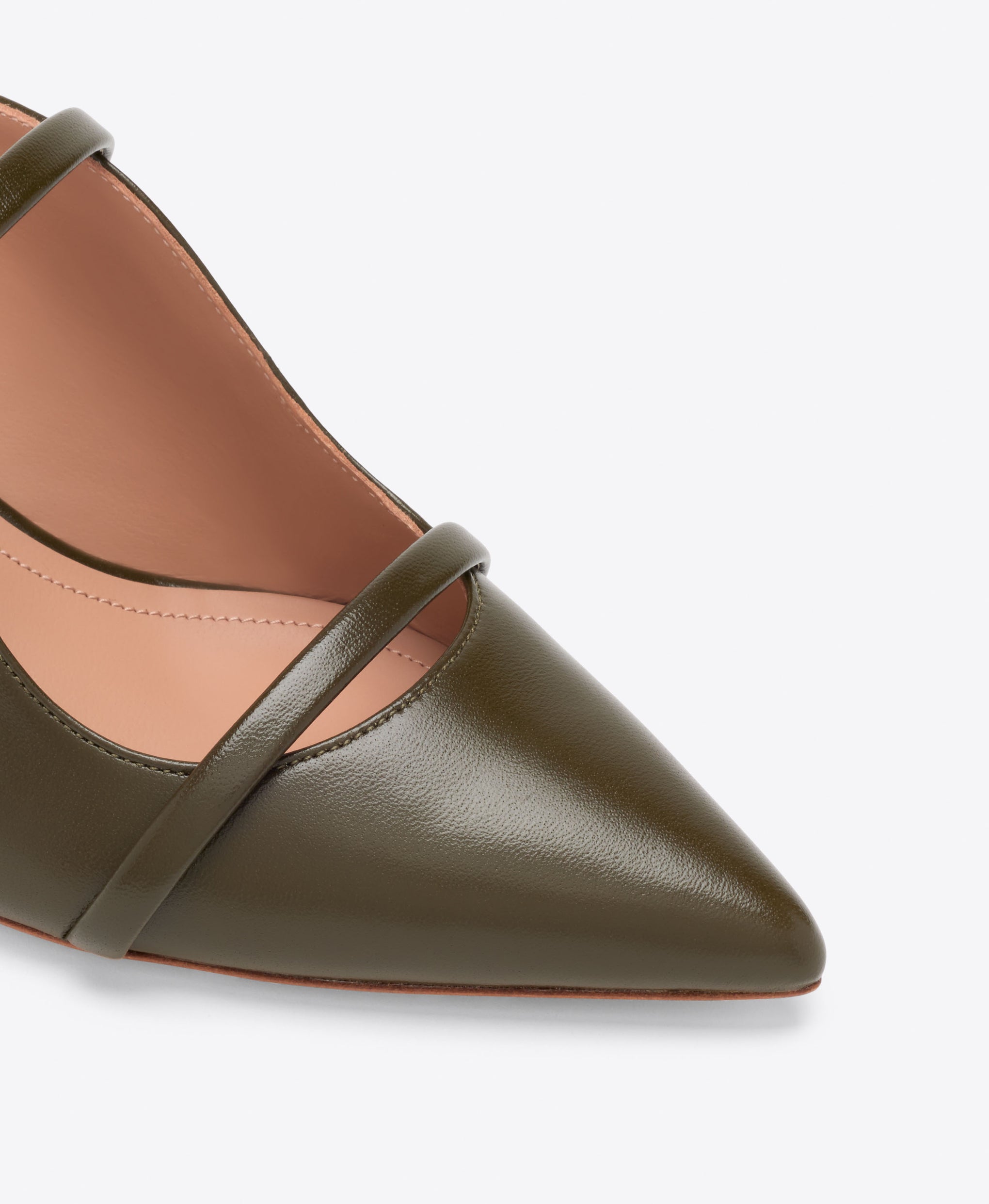 Maureen 45 Olive Leather Kitten Heels Malone Souliers