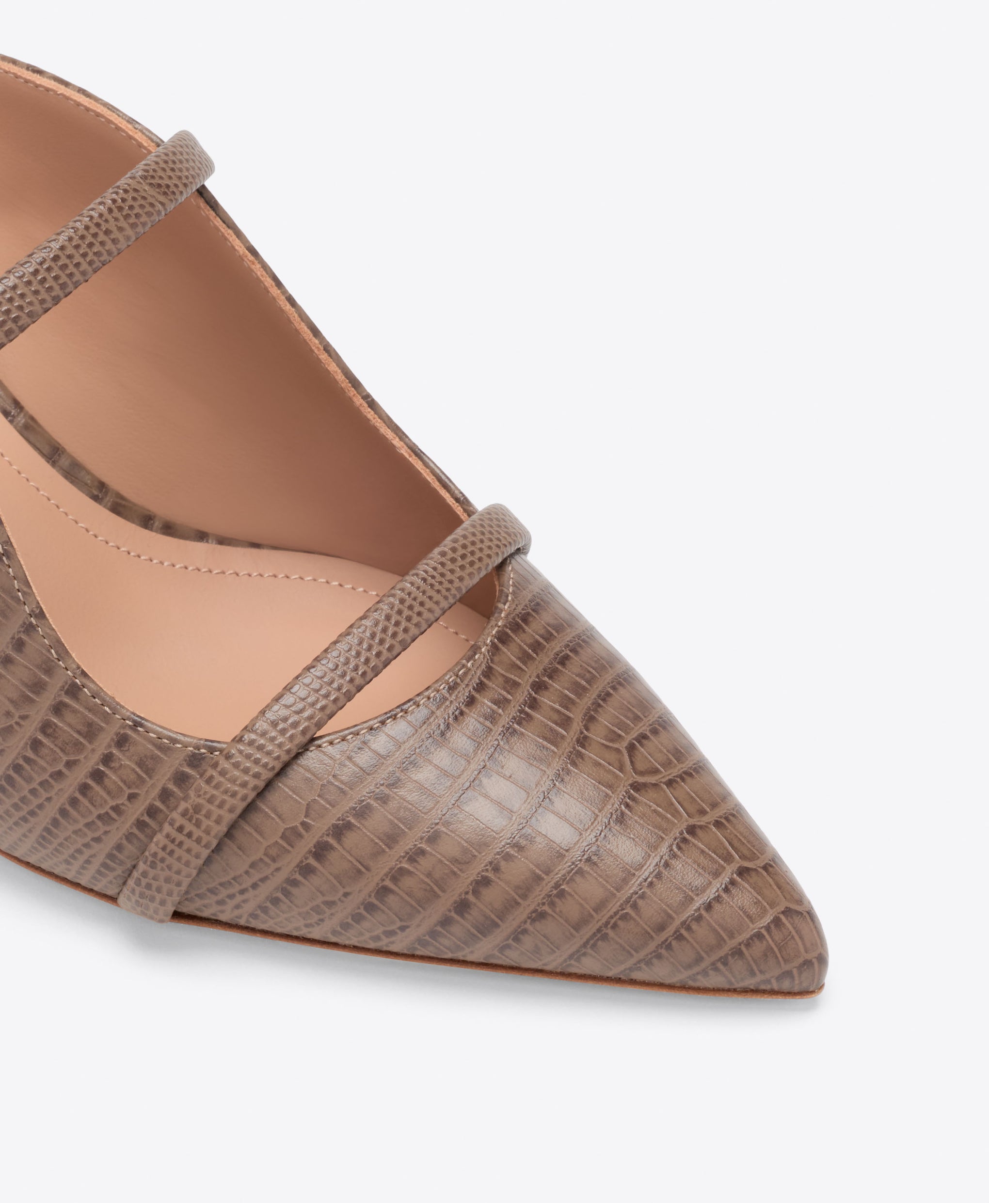 Maureen 45 Taupe Leather Kitten Heels Malone Souliers