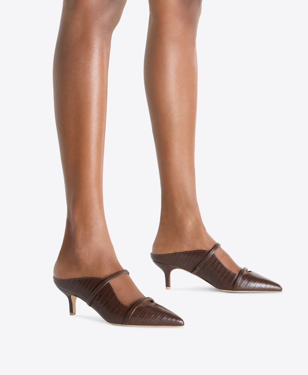 Maureen 45 Brown Leather Kitten Heels Malone Souliers