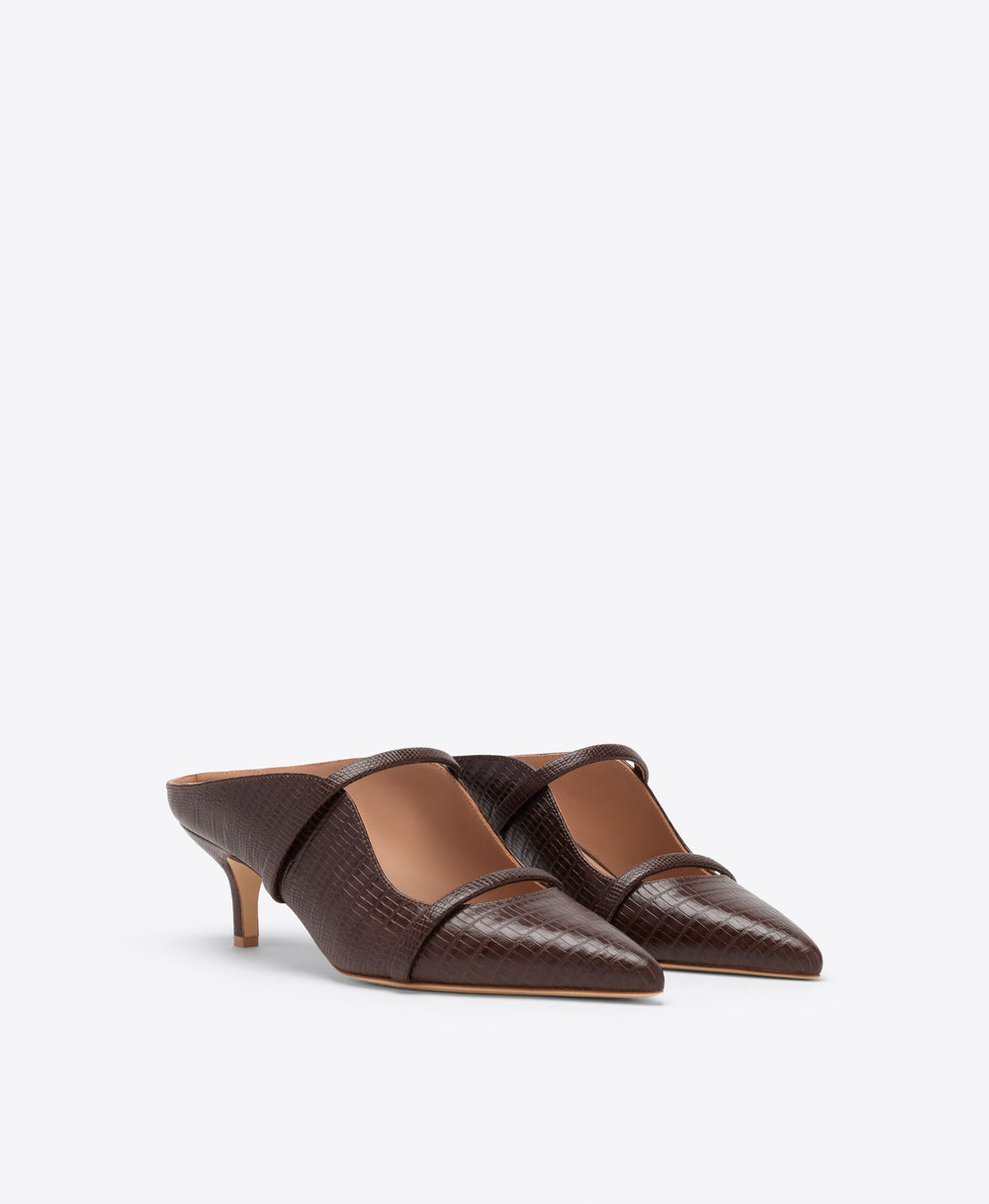 Maureen 45 Brown Leather Kitten Heels Malone Souliers