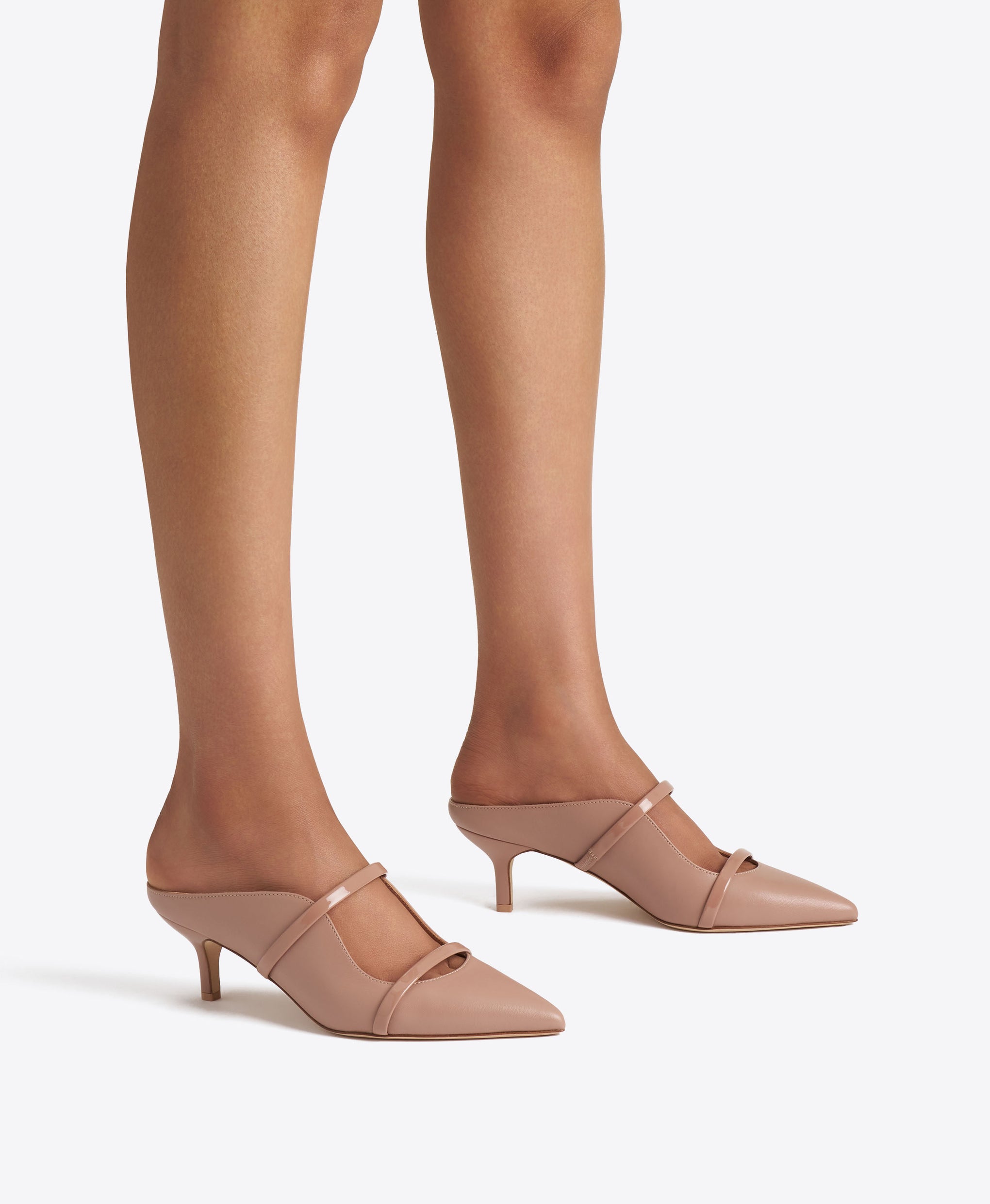 Maureen 45 Beige Leather Kitten Mules Malone Souliers