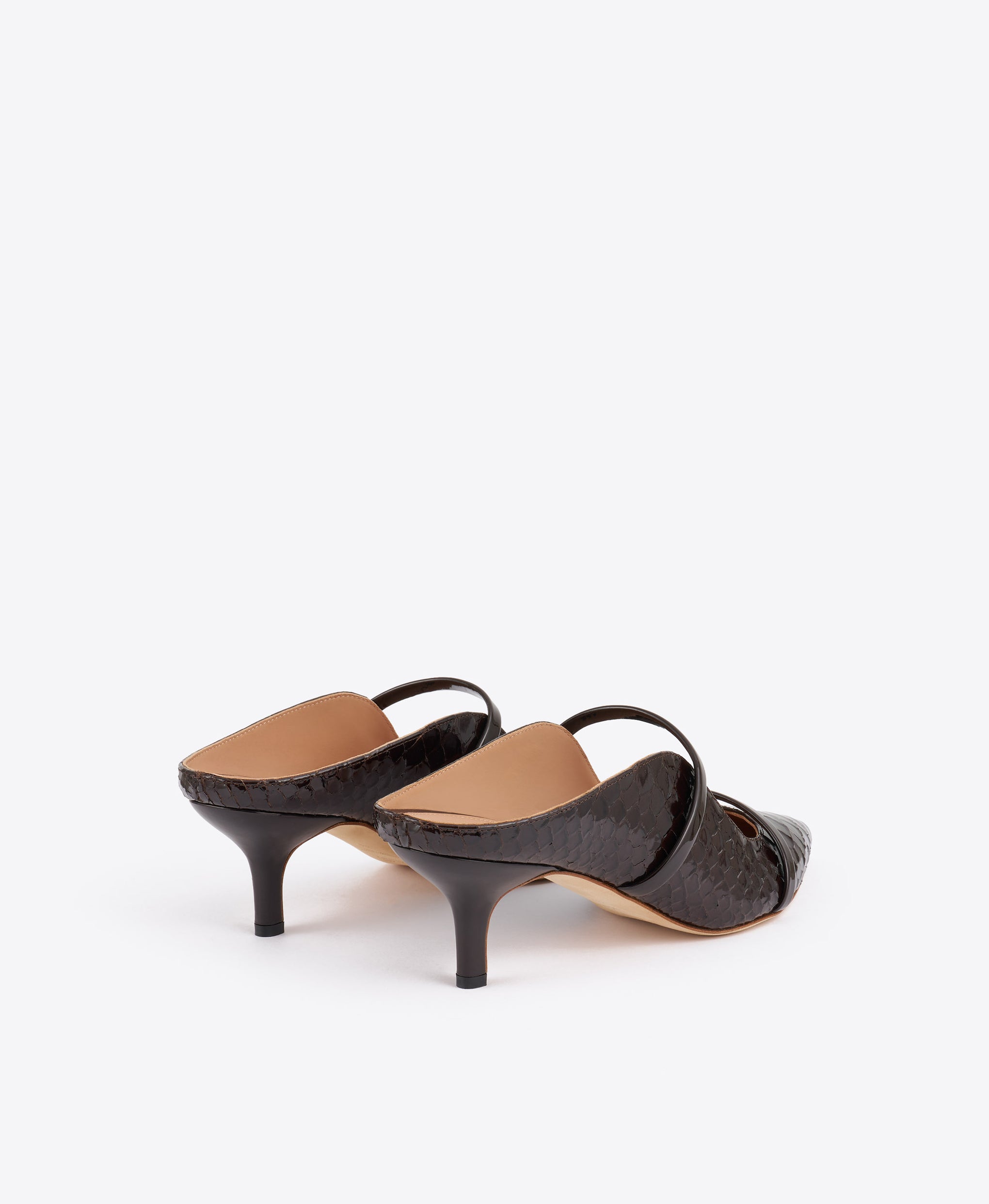 Maureen 45 Dark Brown Embossed Leather Mules