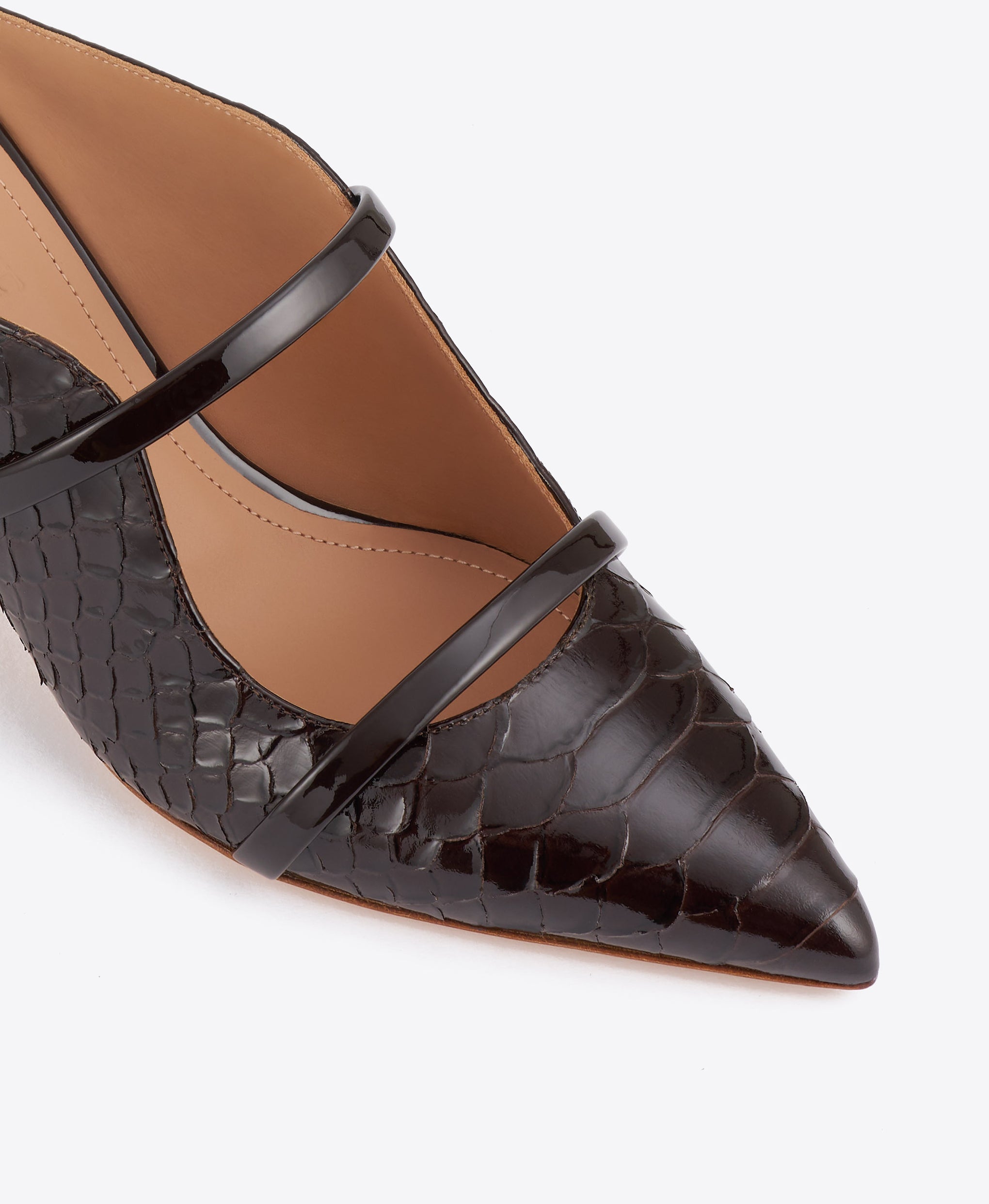 Maureen 45 Dark Brown Embossed Leather Mules