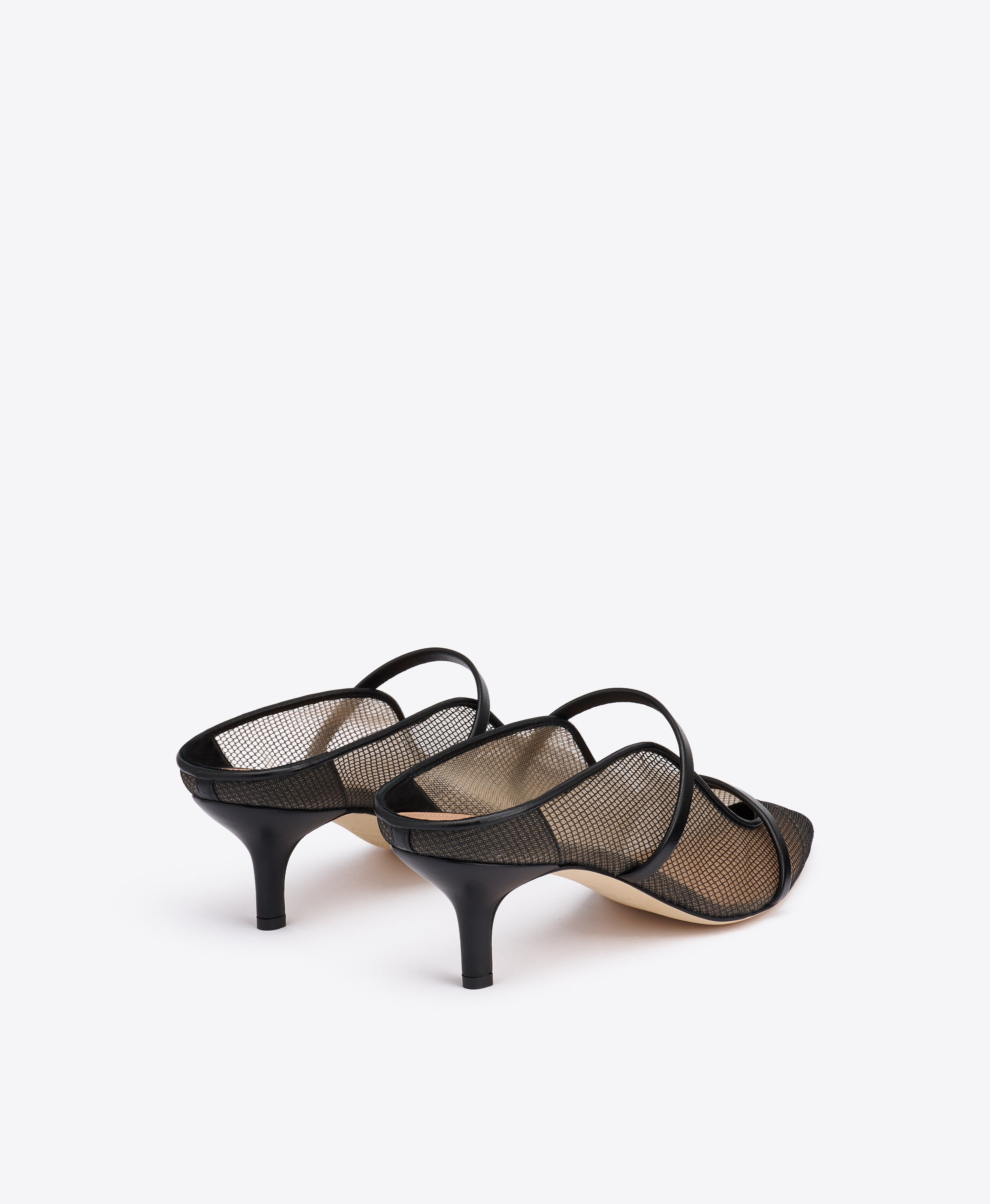 未使用品 TOO | mesh heel Maureen 45 Black Mesh Kitten Heel Mules|Malone Souliers