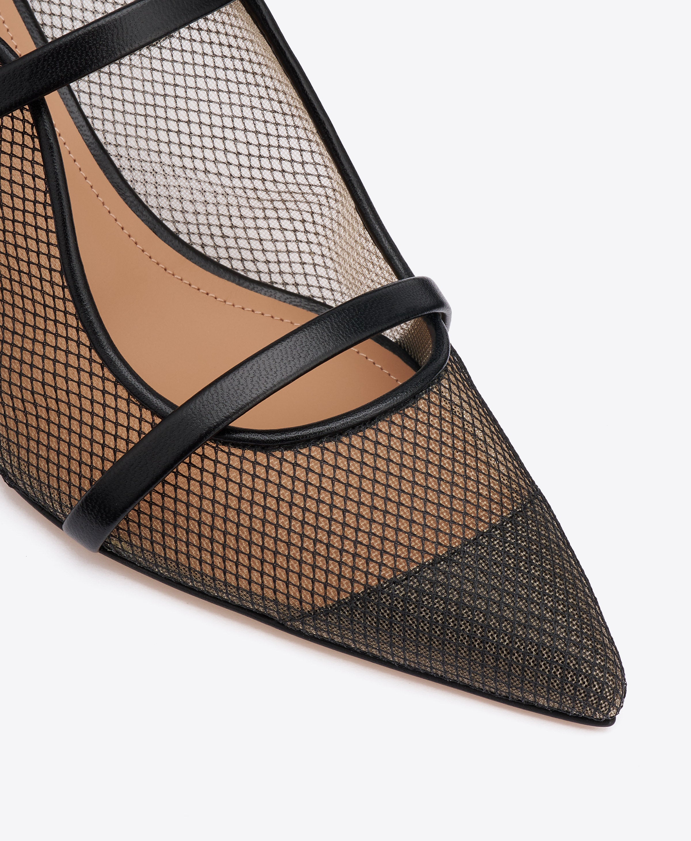 Maureen 45 Black Mesh Kitten Heel Mules|Malone Souliers