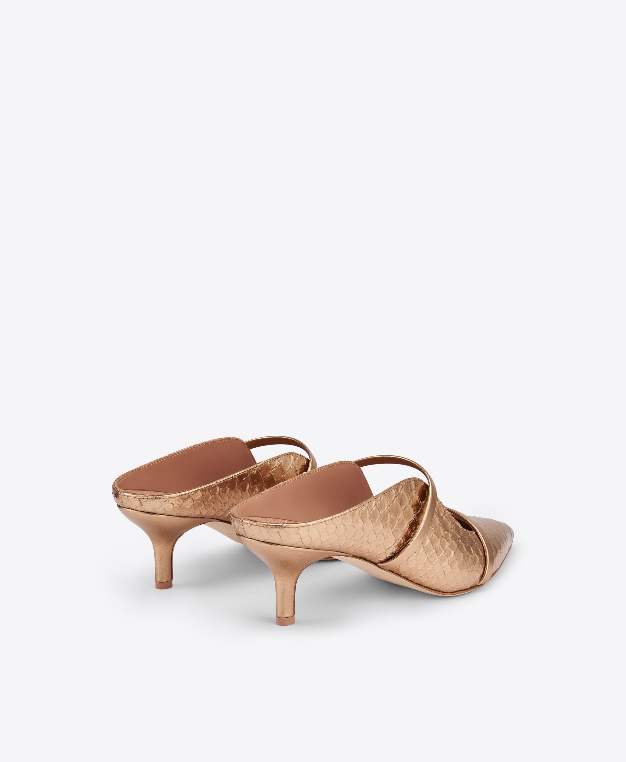 Maureen 45 Gold Embossed Leather Mules