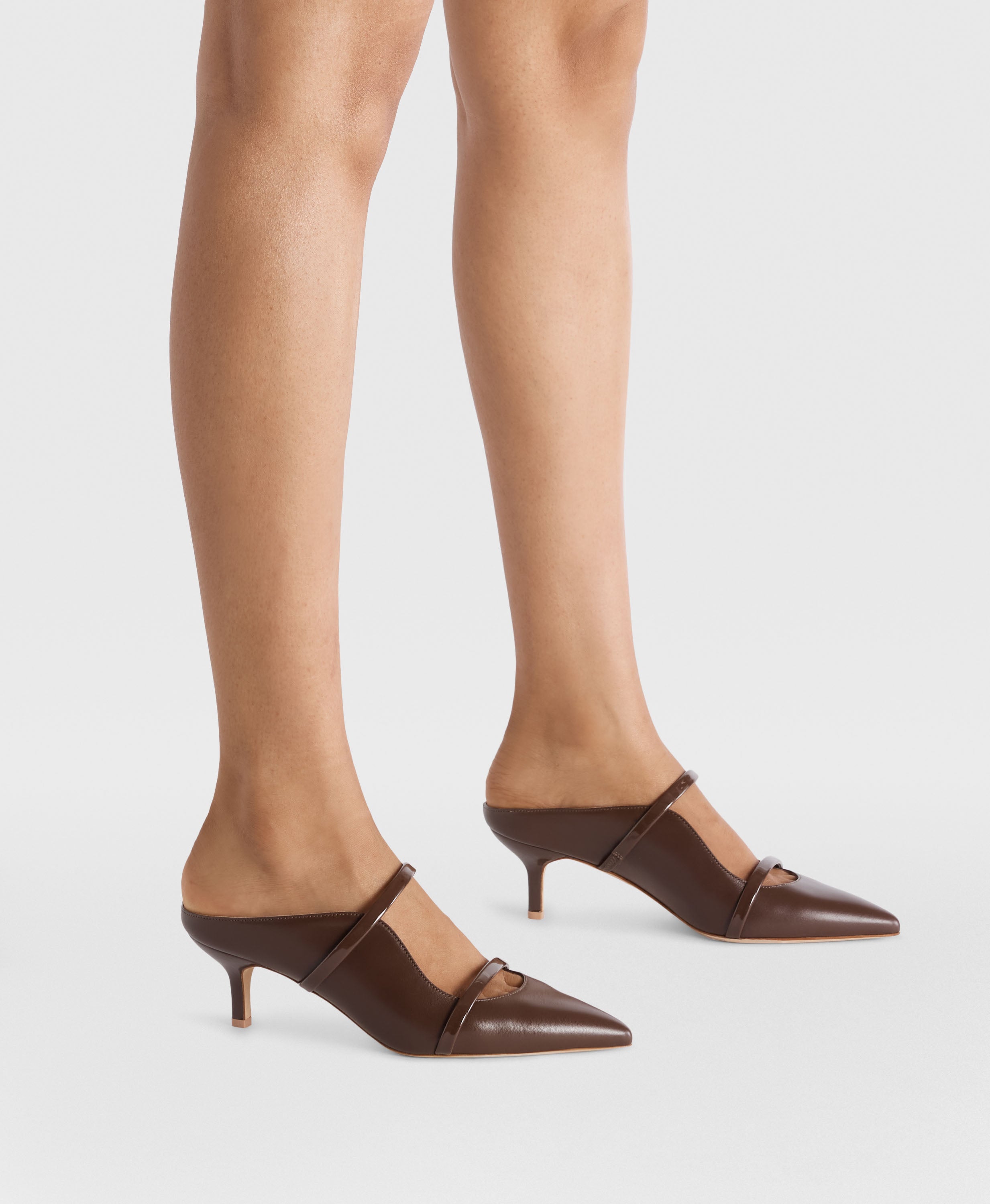 Maureen 45 Dark Brown Leather Kitten Heels Malone Souliers