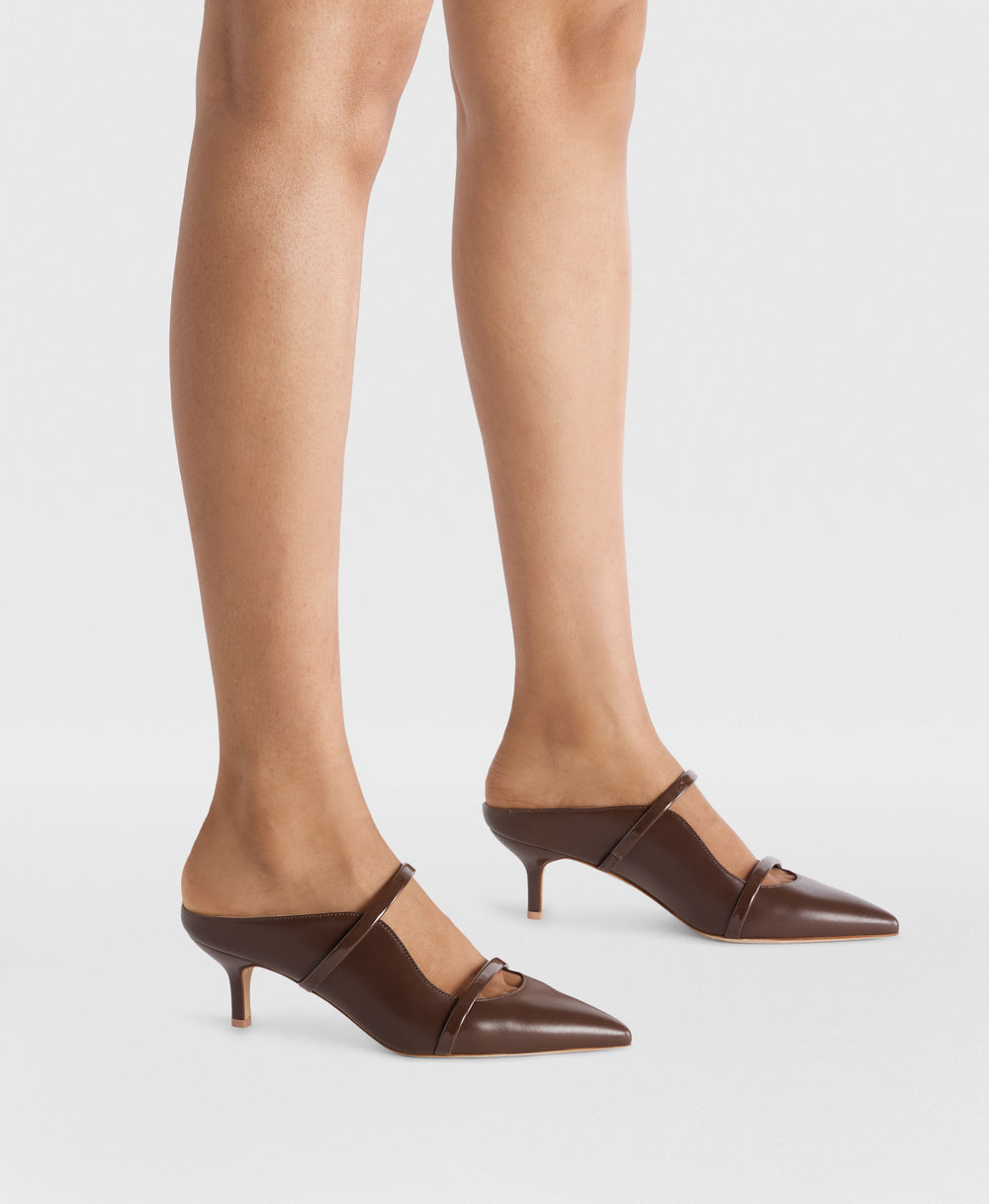 Maureen 45 Dark Brown Leather Kitten Heels Malone Souliers