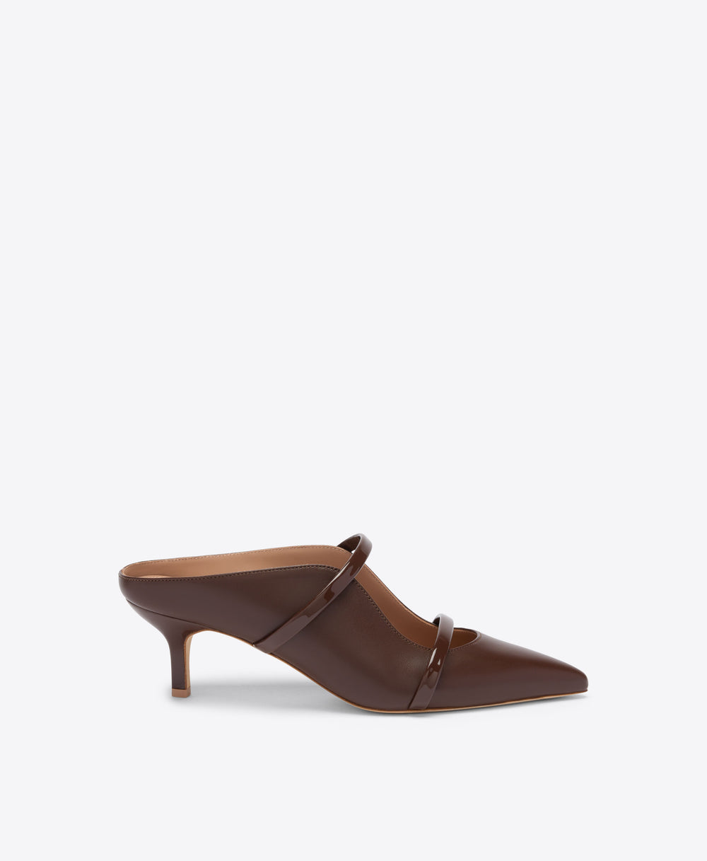 Maureen 45 Dark Brown Leather Kitten Heels Malone Souliers