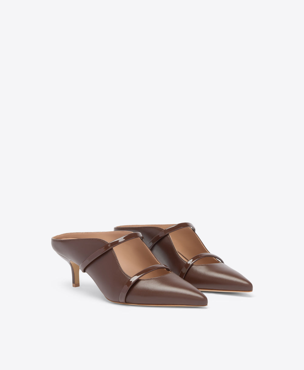 Maureen 45 Dark Brown Leather Kitten Heels Malone Souliers