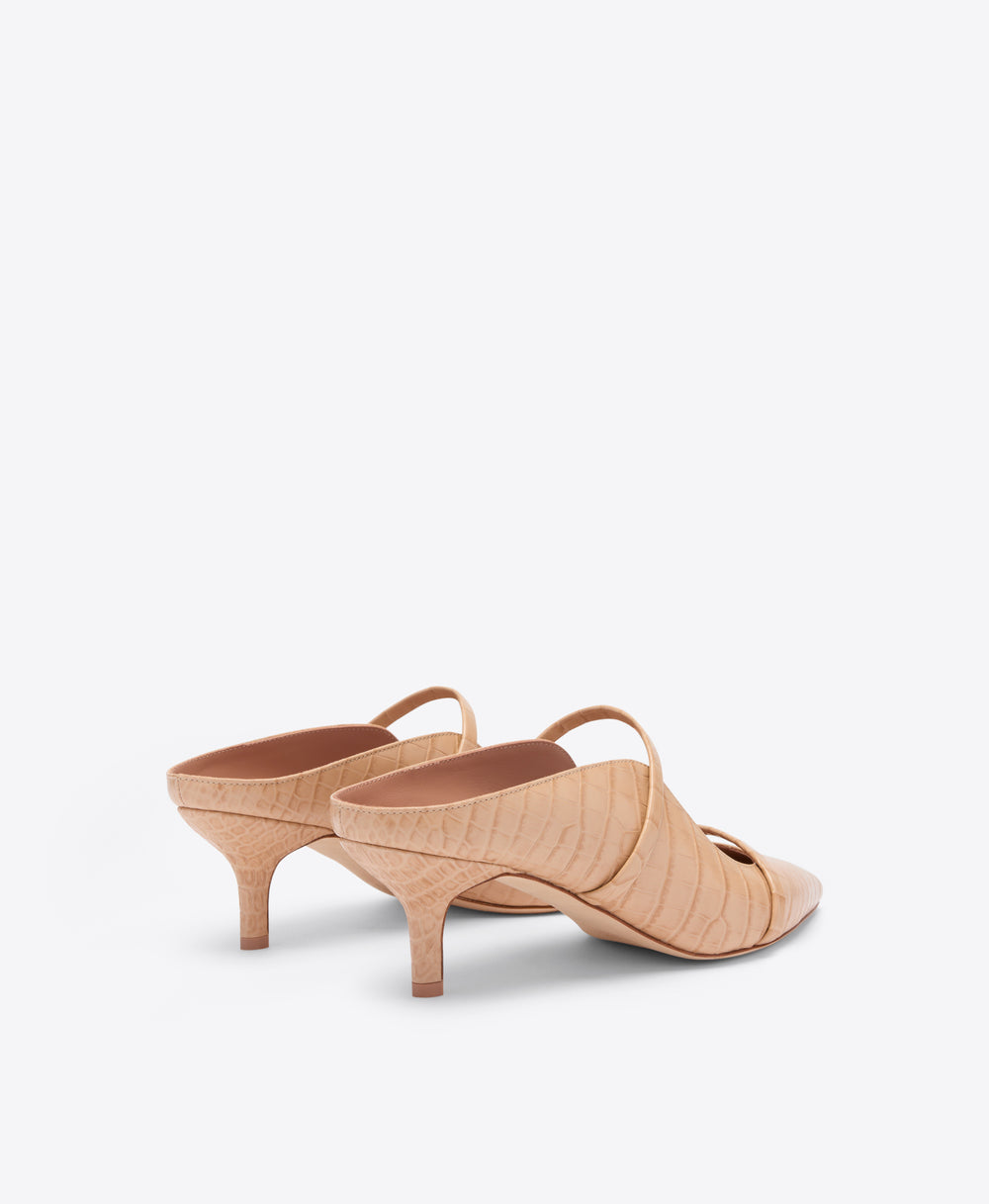 Maureen 45 Buff Embossed Kitten Heels Malone Souliers