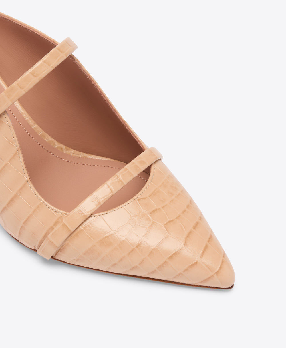 Maureen 45 Buff Embossed Kitten Heels Malone Souliers