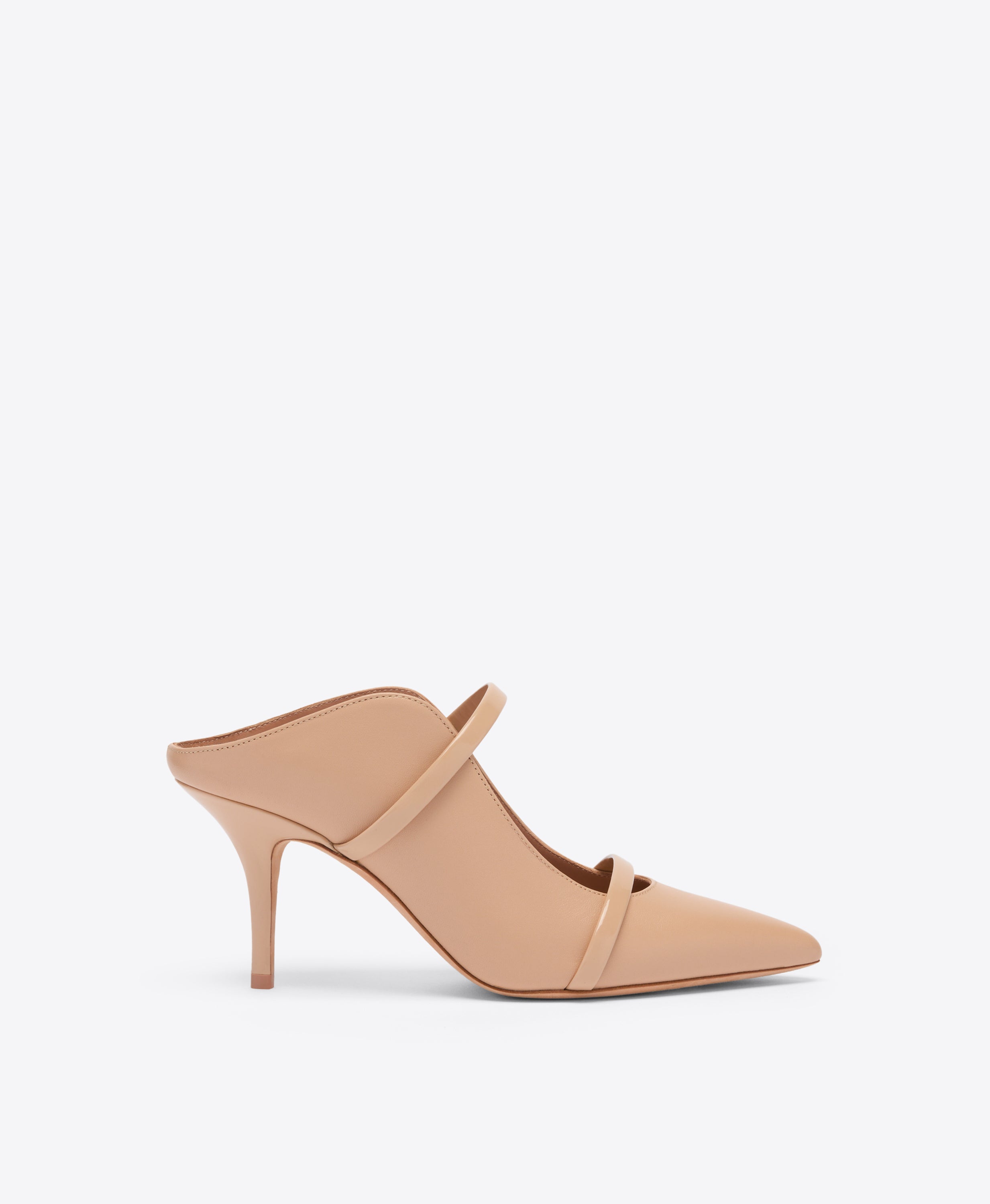 Maureen 70 Buff Leather Heeled Mules