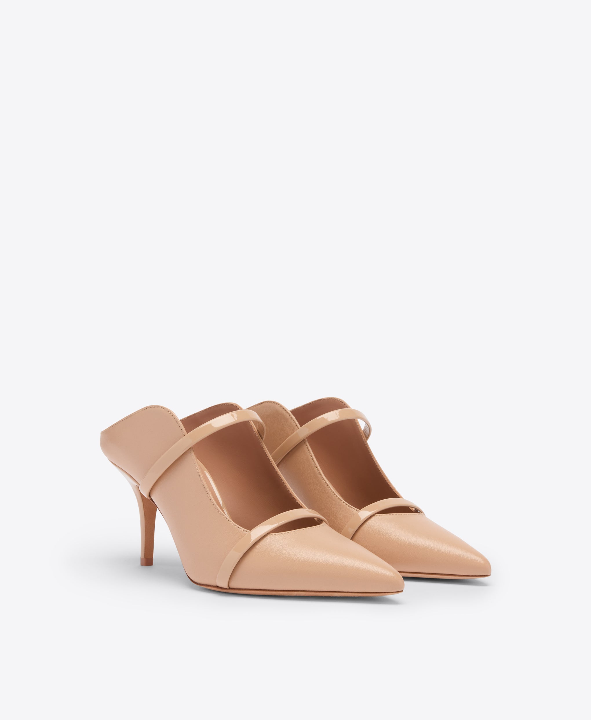Maureen 70 Buff Leather Heeled Mules Malone Souliers