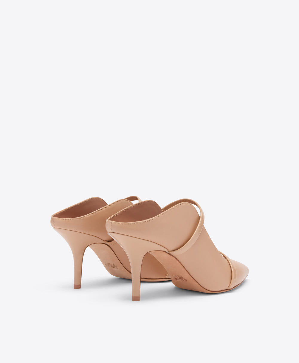 Maureen 70 Buff Leather Heeled Mules Malone Souliers