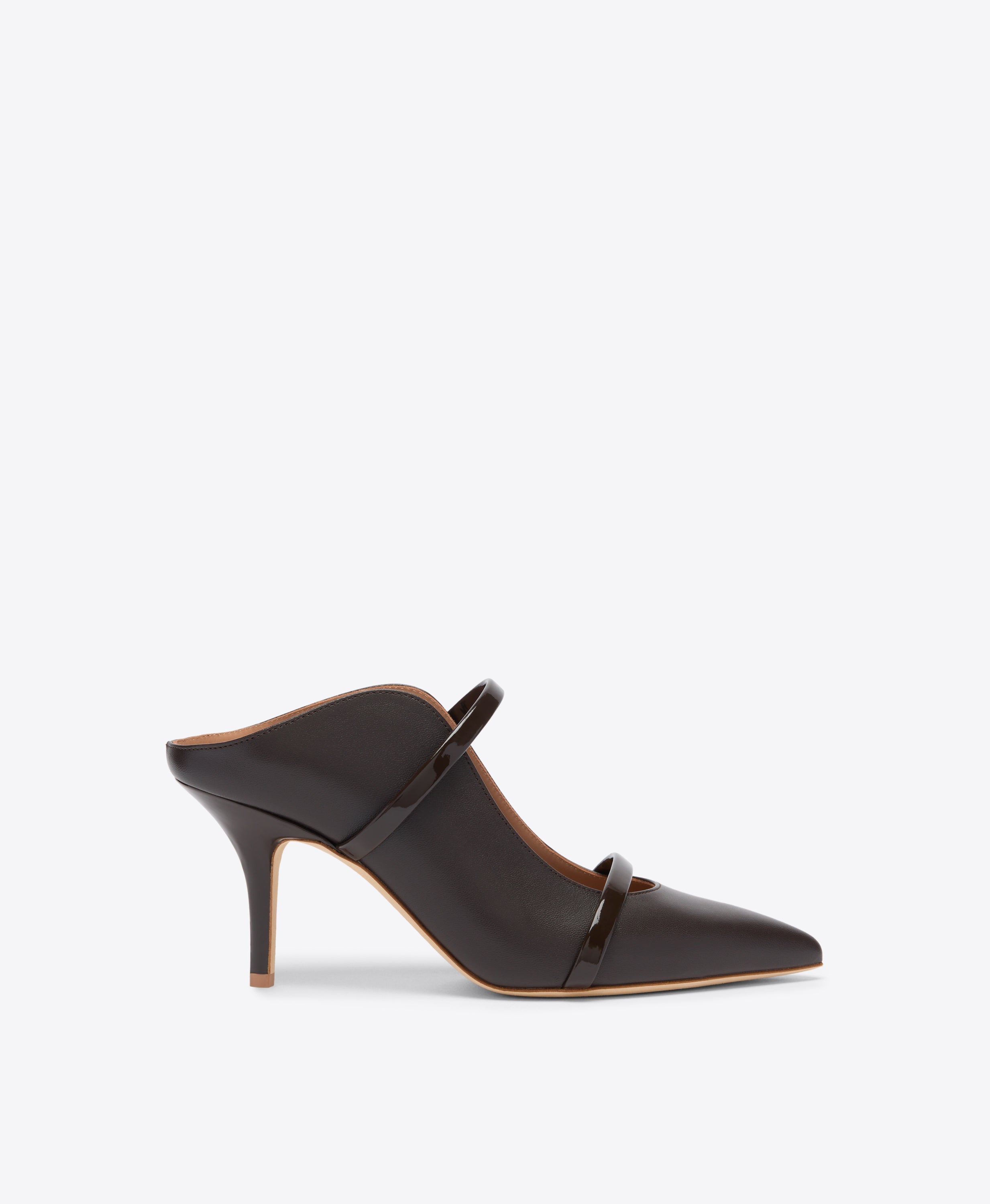 Maureen 70 Ebony Leather Heeled Mules