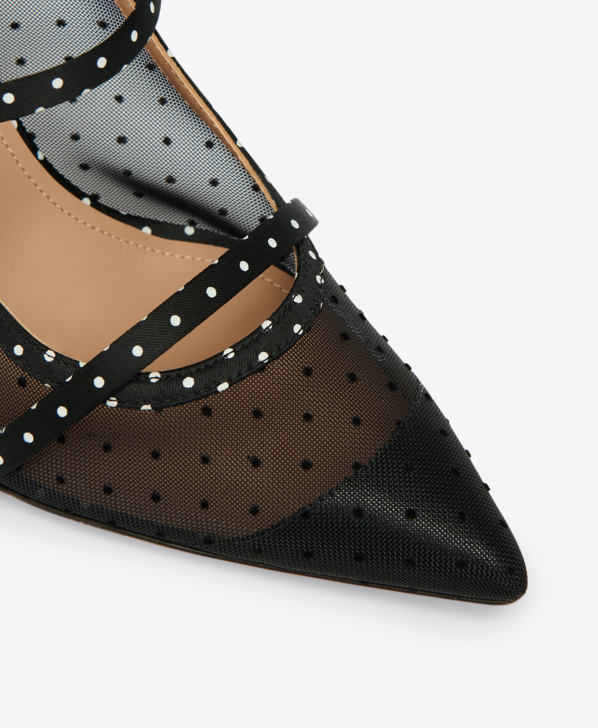Black Polka Dot Satin Heeled Mules | Malone Souliers