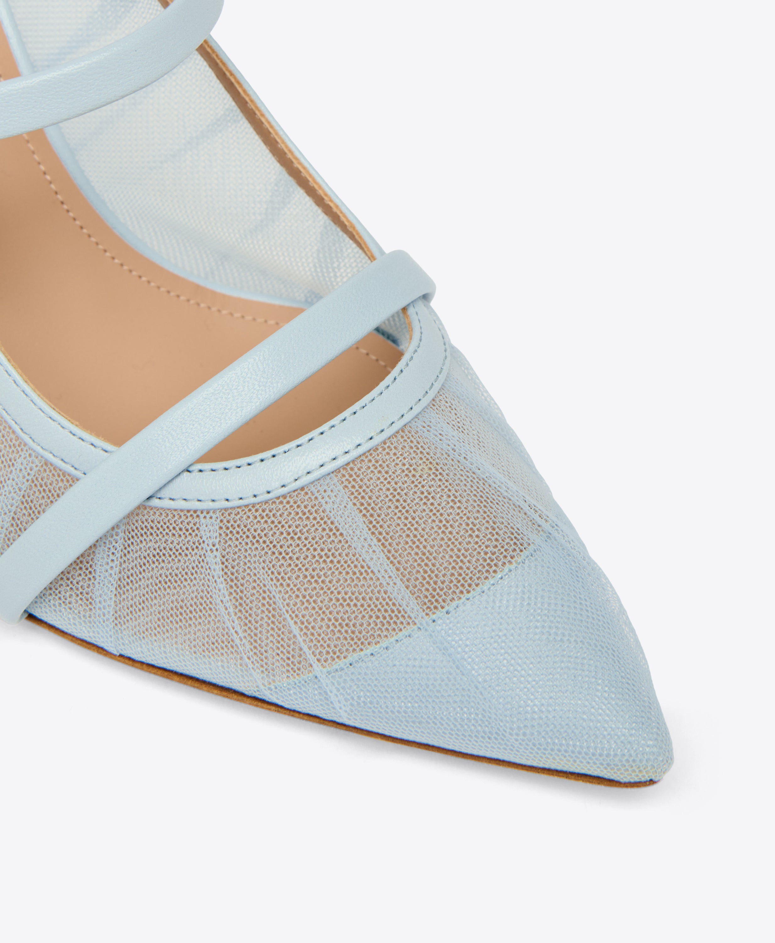 Light Blue Tulle Heeled Mules | Malone Souliers