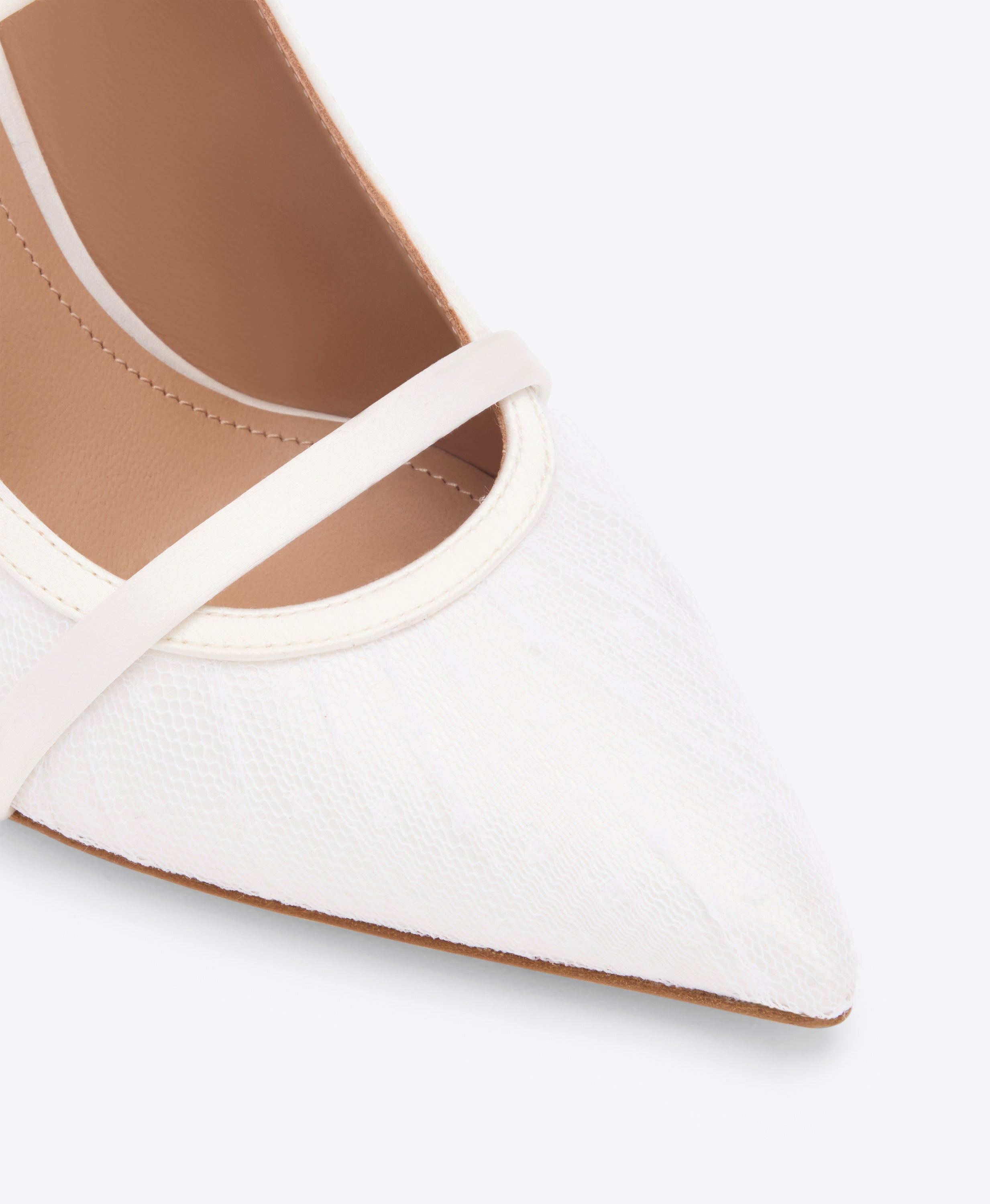 Maureen 70 White Dot Tulle Heeled Mules | Malone Souliers
