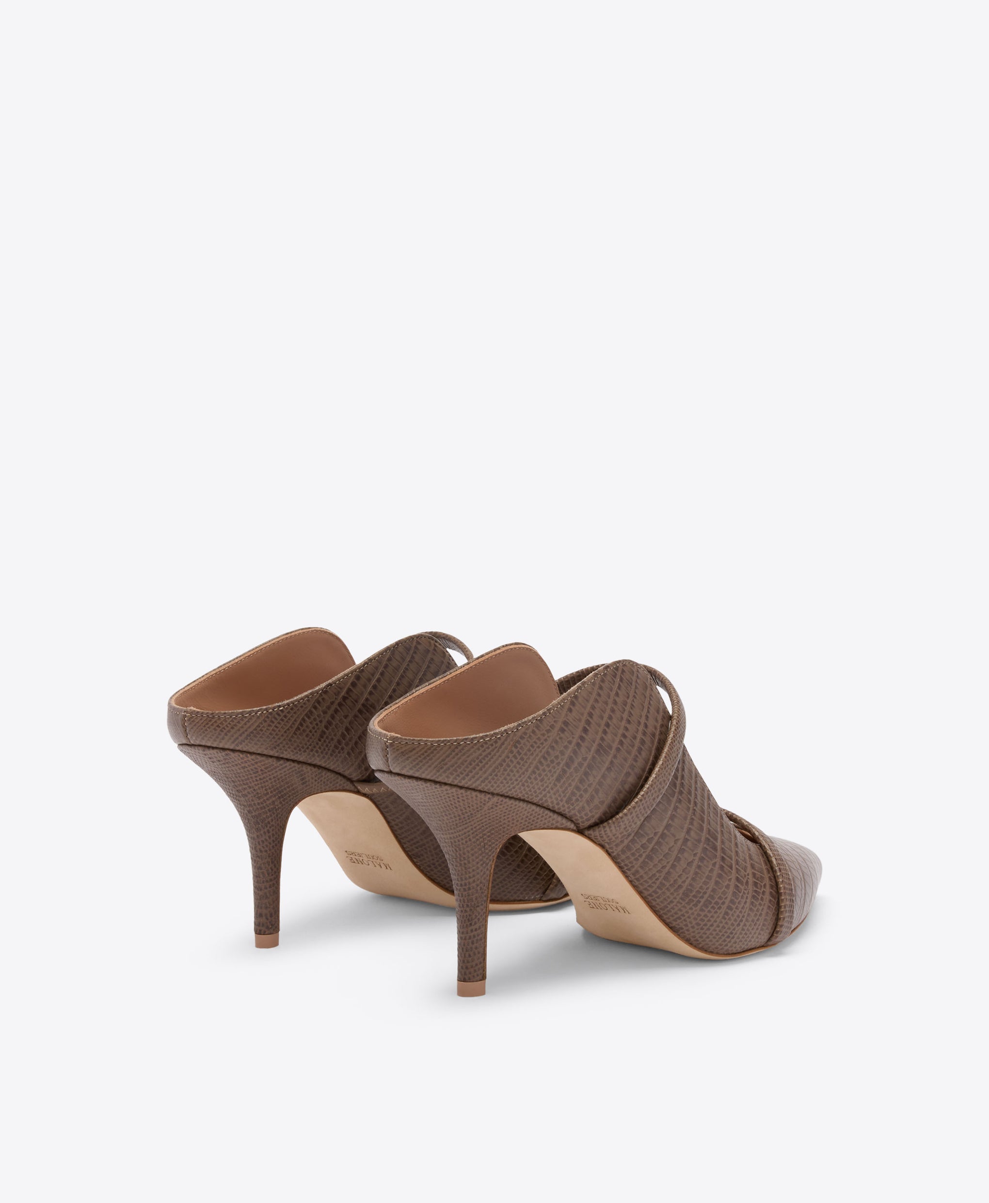 Maureen 70 Taupe Embossed Leather Mules Malone Souliers