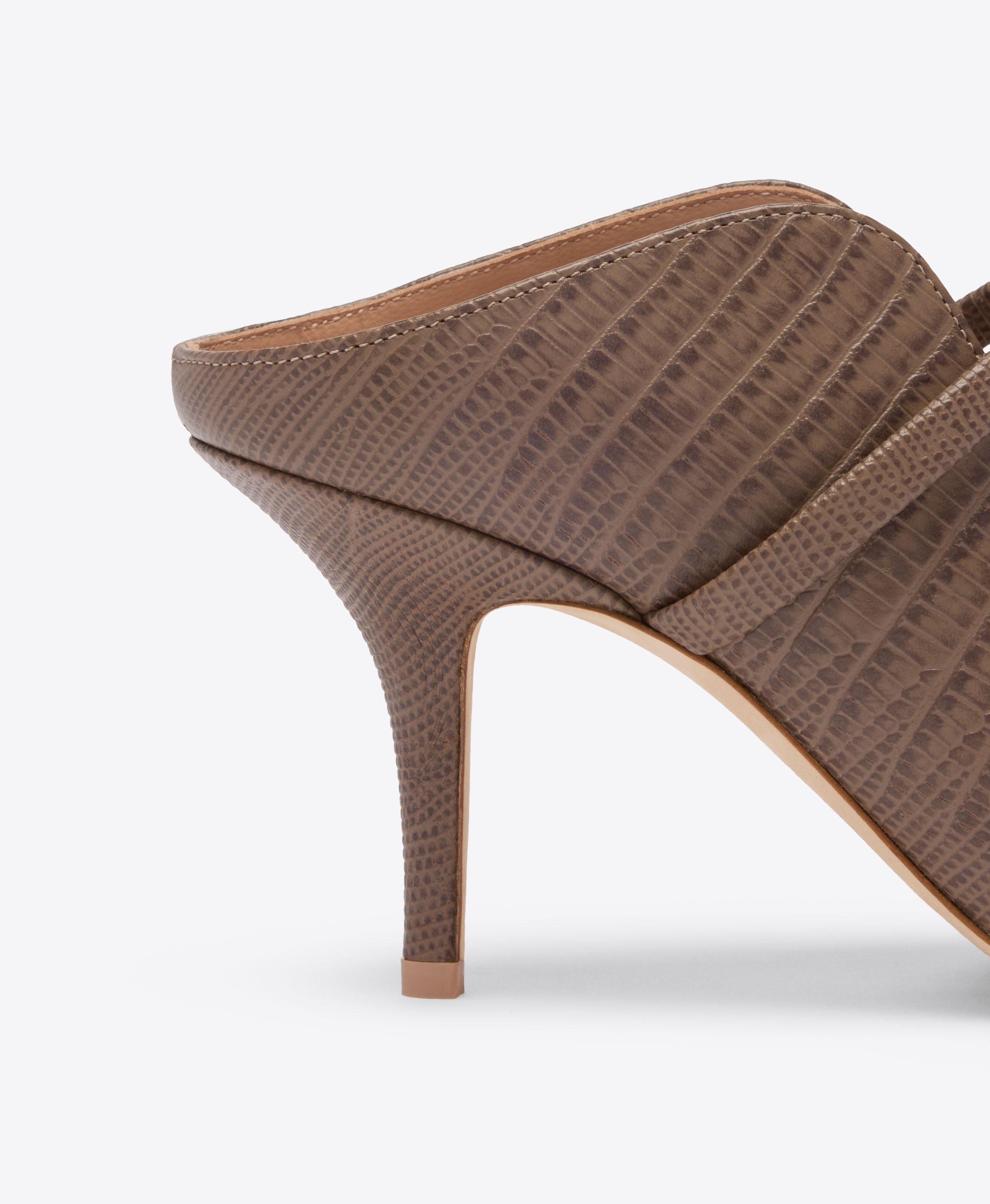 Maureen 70 Taupe Embossed Leather Mules | Malone Souliers