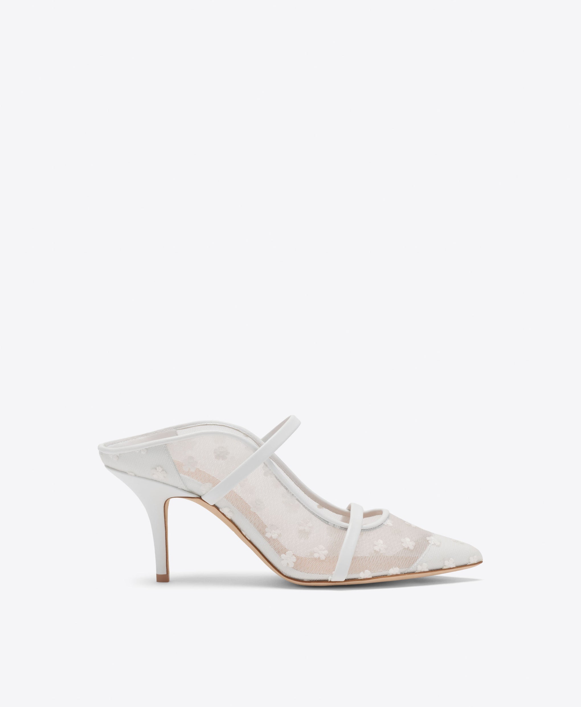 Malone Souliers Bridal Maureen 70 White Floral Mesh Mules