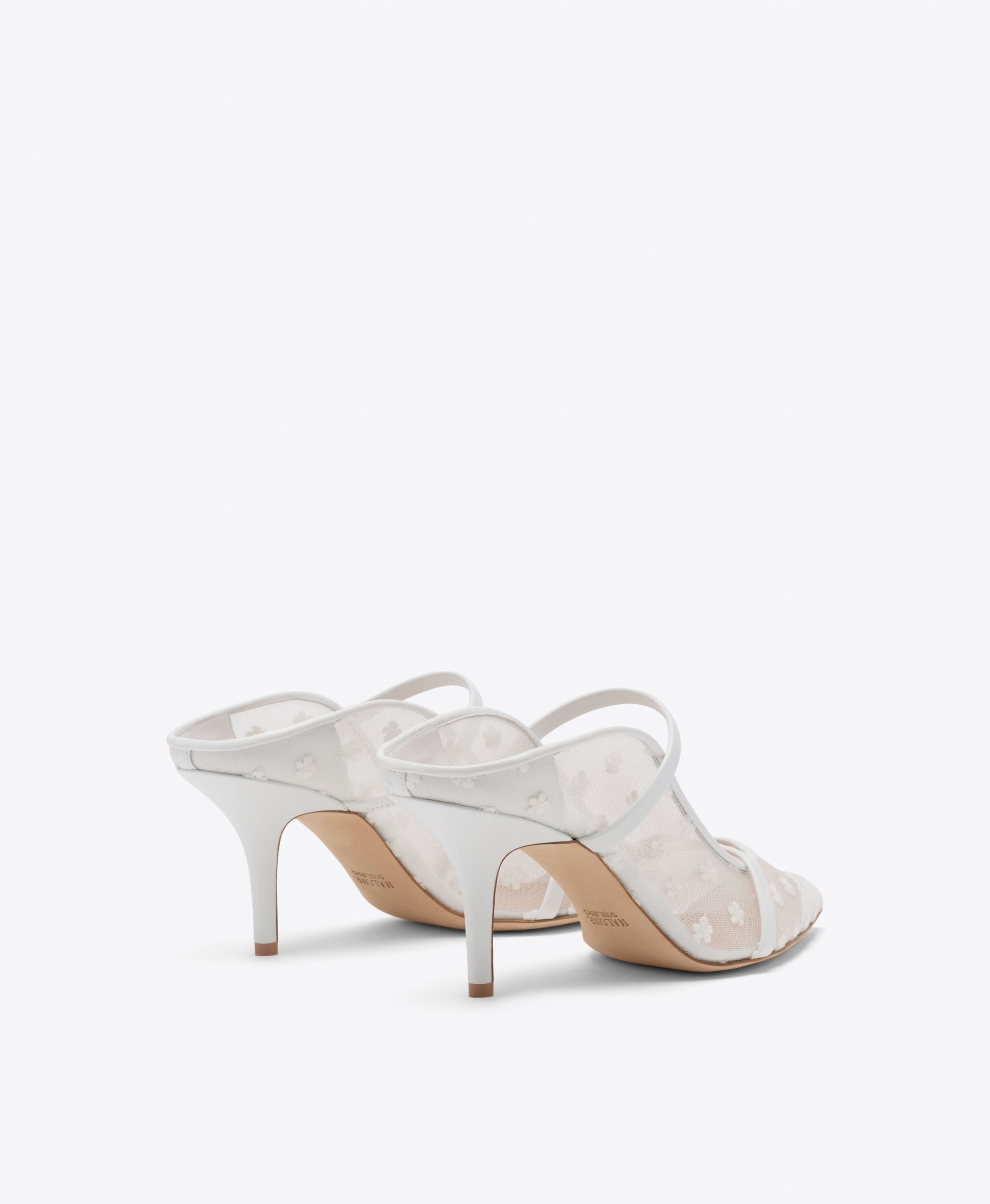 Malone Souliers Bridal Maureen 70 White Floral Mesh Mules
