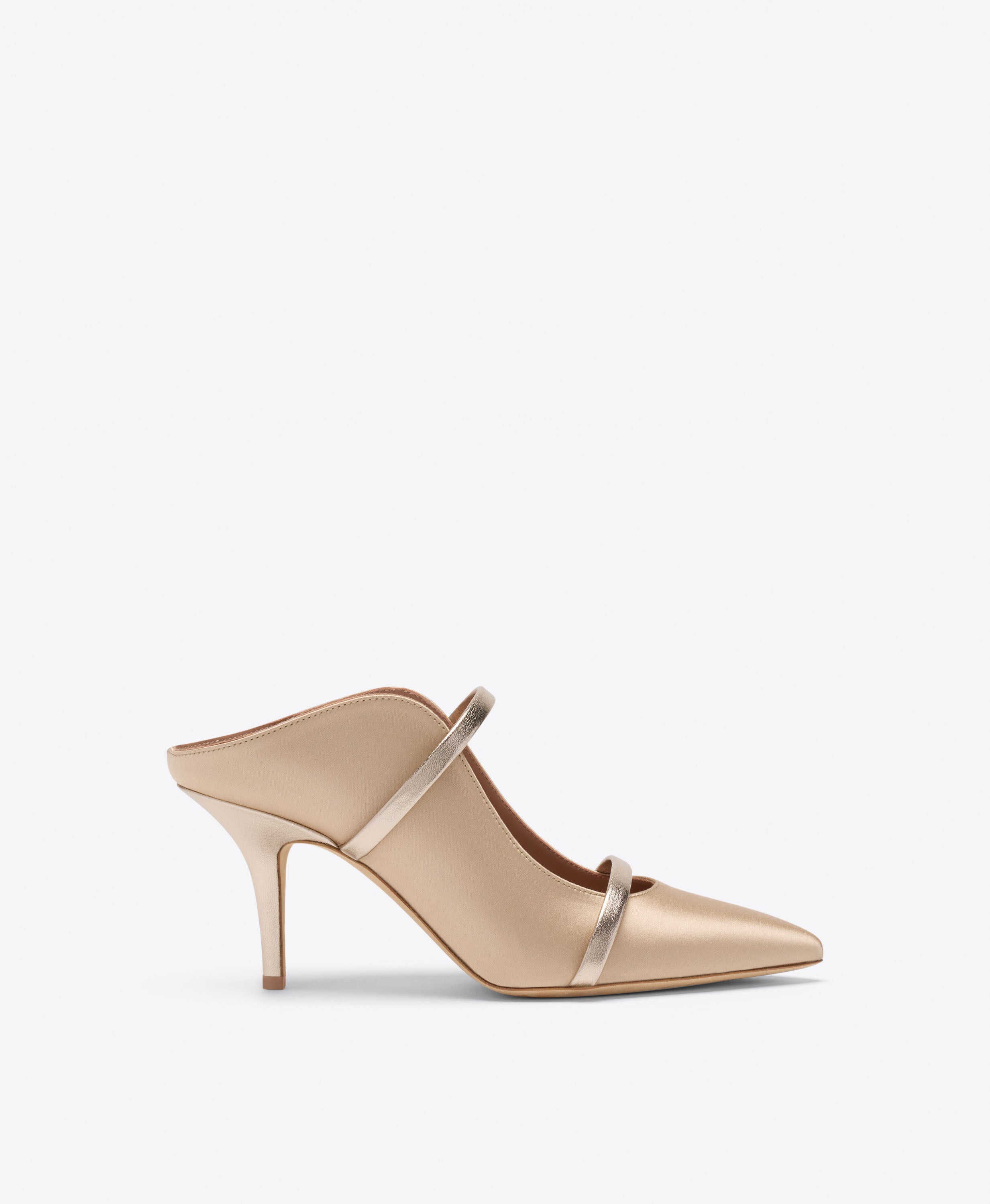 Maureen 70 Buff Satin Heeled Mules