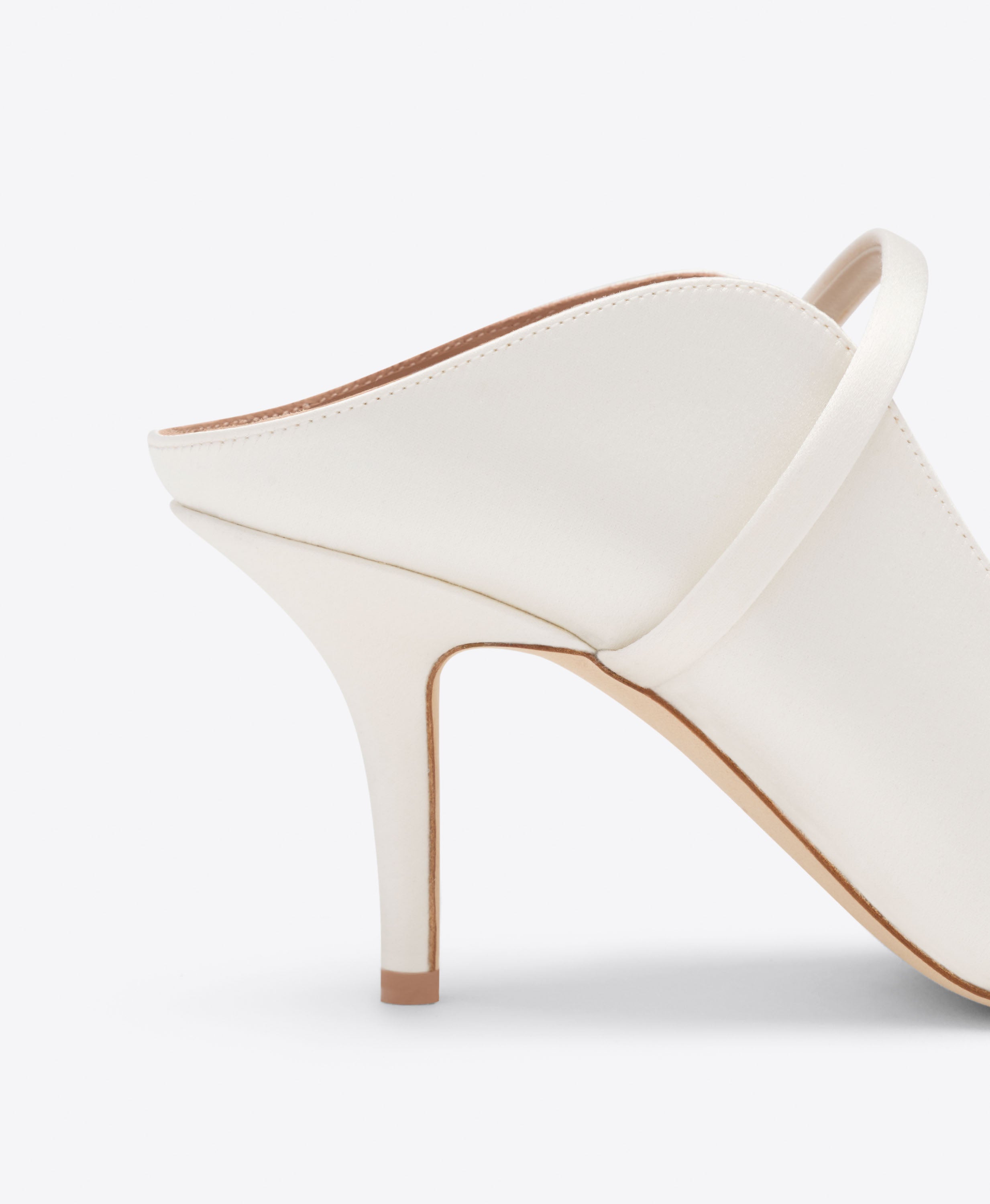 Malone Souliers|Maureen 70 White Satin Heeled Mules