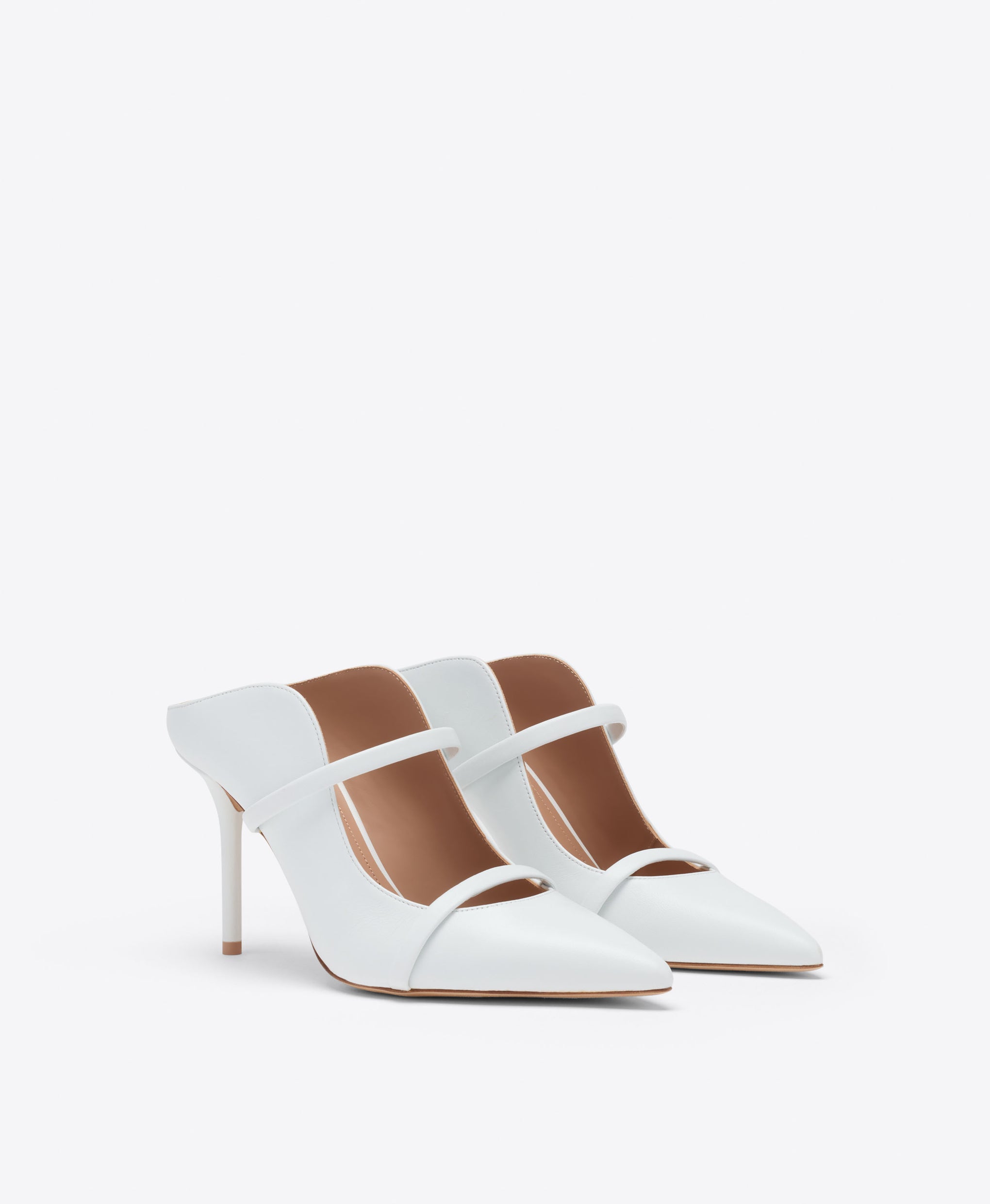 Malone Souliers Bridal Maureen 70 White Leather Mules