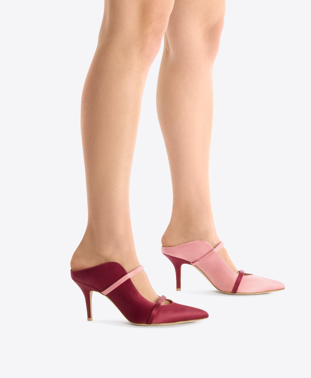 Maureen 70 Burgundy Satin Mules Malone Souliers