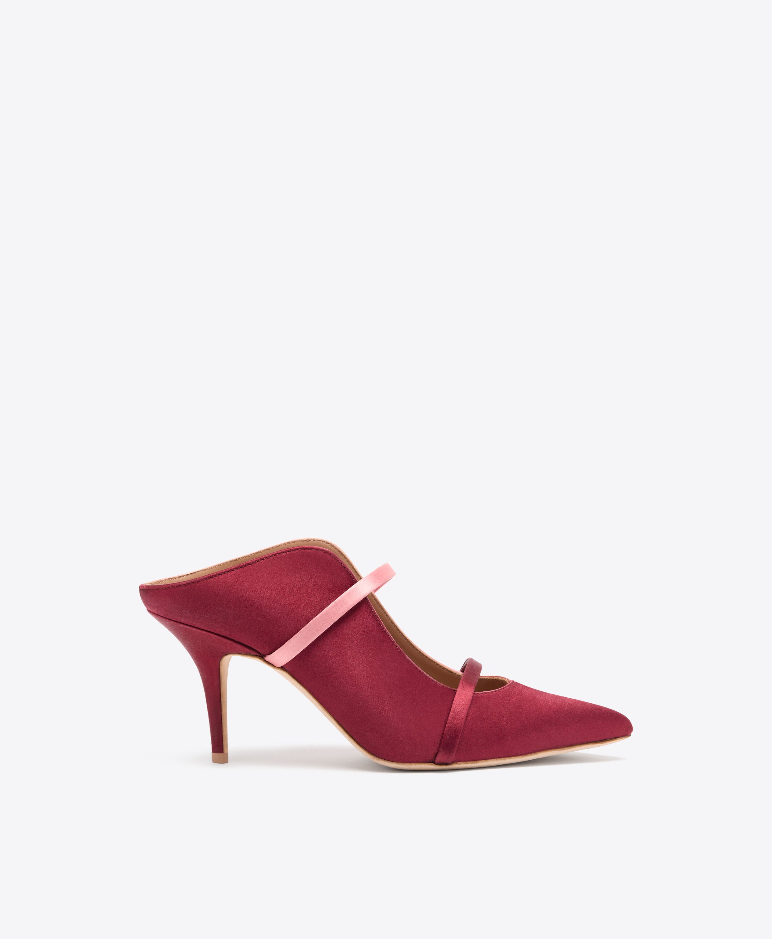 Maureen 70 Burgundy & Satin Heeled Mules