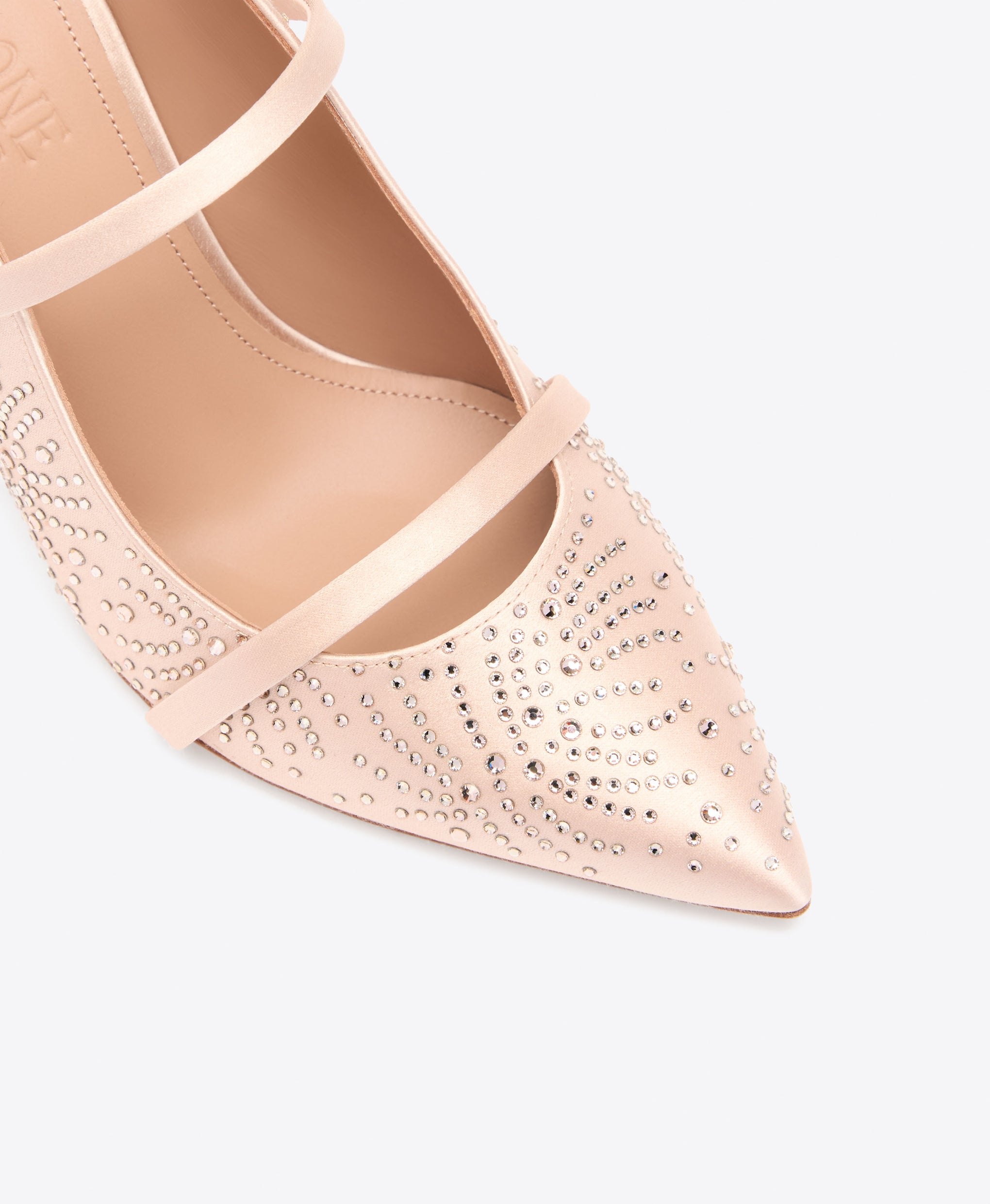 Maureen 70 Champagne Crystal-Embellished Satin  Mules Malone Souliers