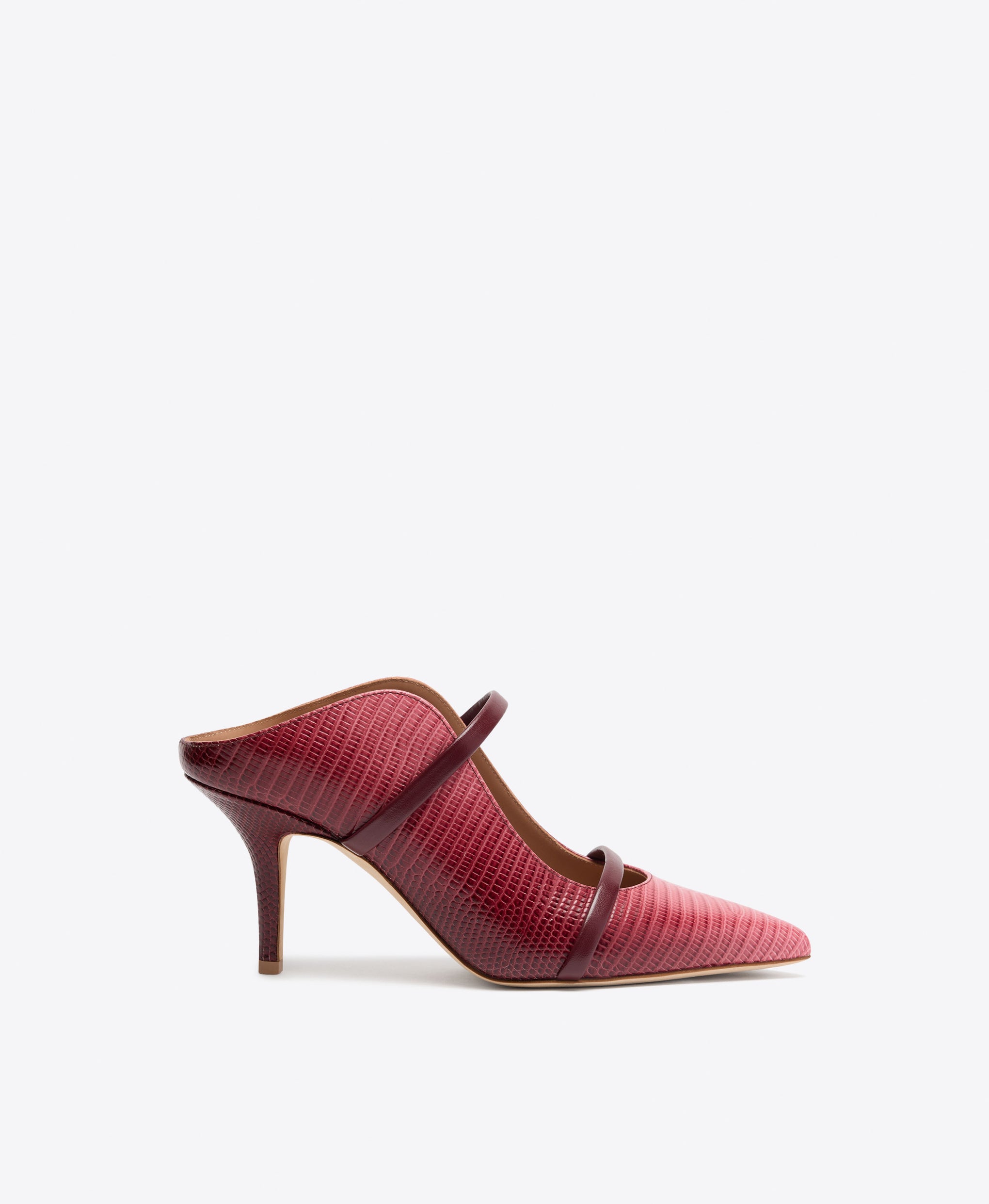 Maureen 70 Rosewood Gradient Embossed Leather Mules Malone Souliers