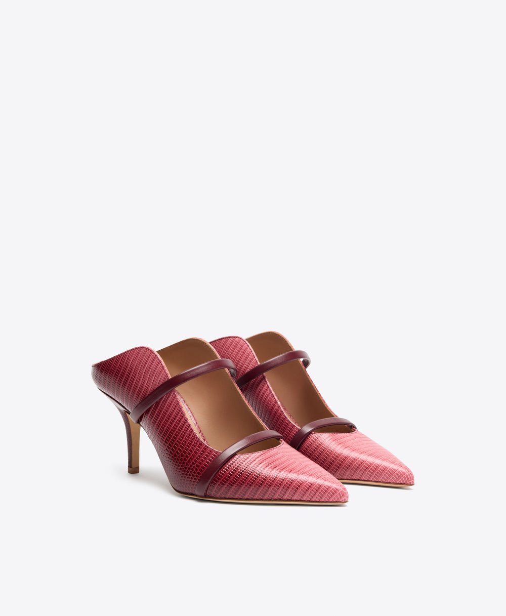 Maureen 70 Rosewood Gradient Embossed Leather Mules Malone Souliers