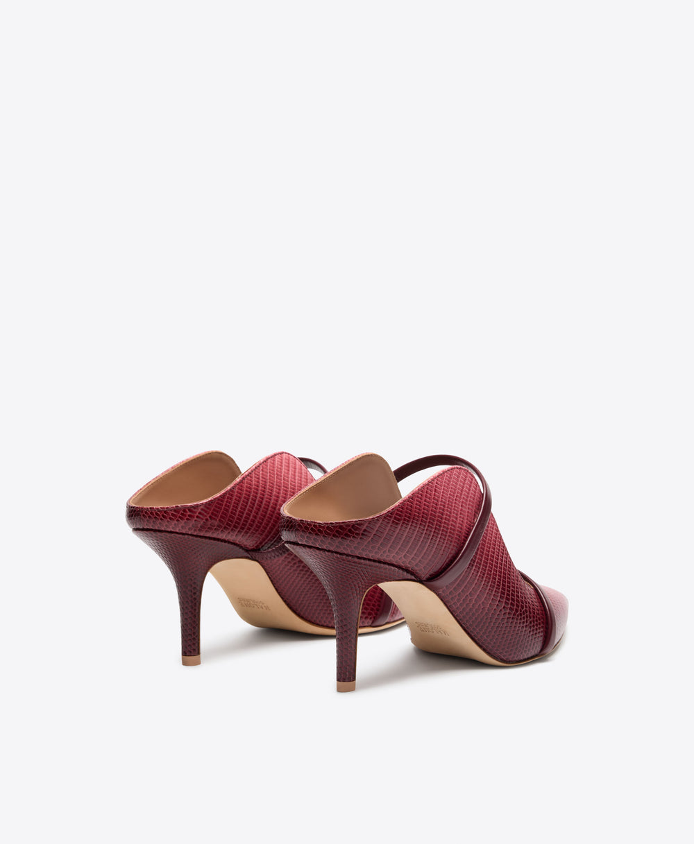 Maureen 70 Rosewood Gradient Embossed Leather Mules Malone Souliers