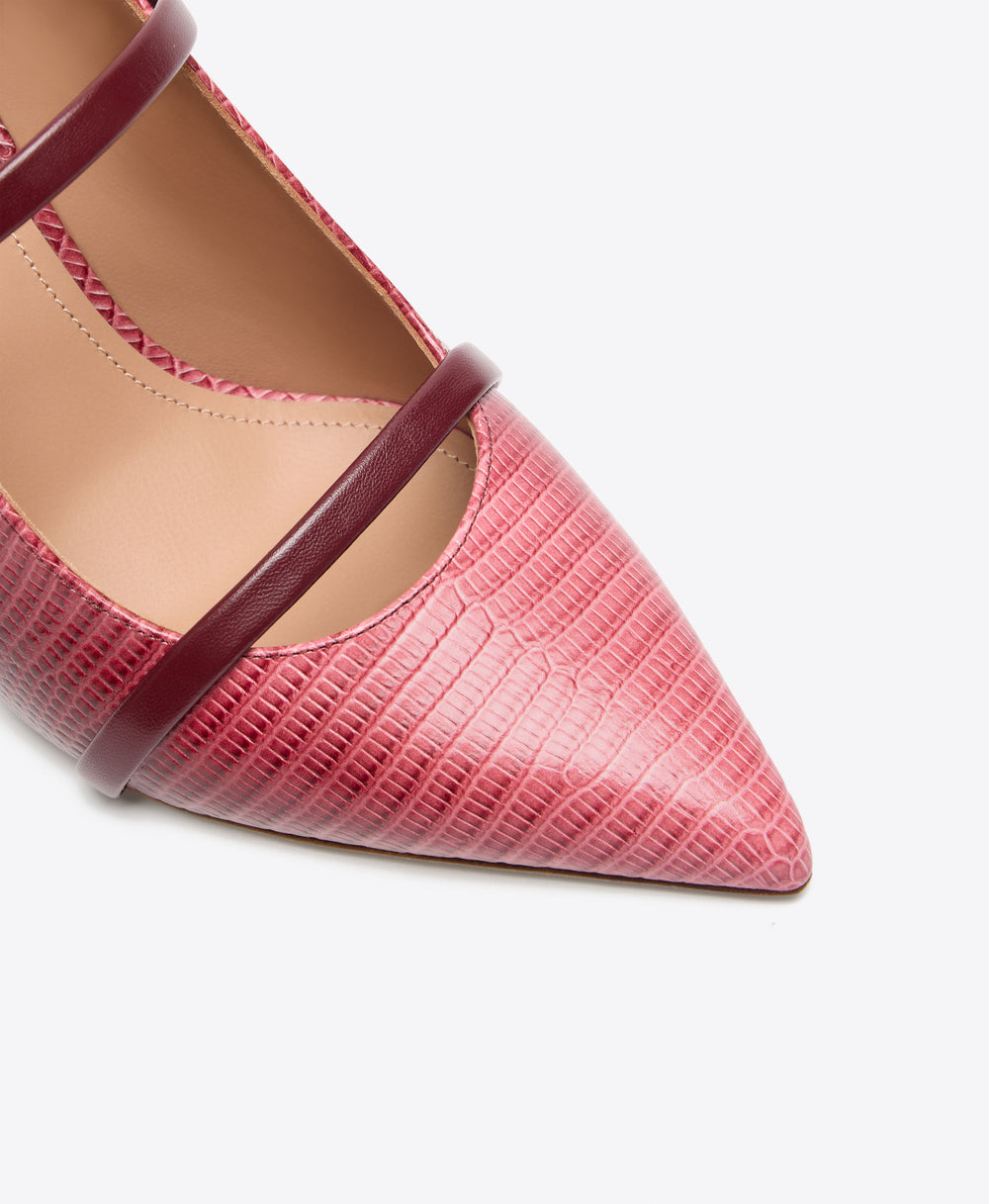 Maureen 70 Rosewood Gradient Embossed Leather Mules Malone Souliers