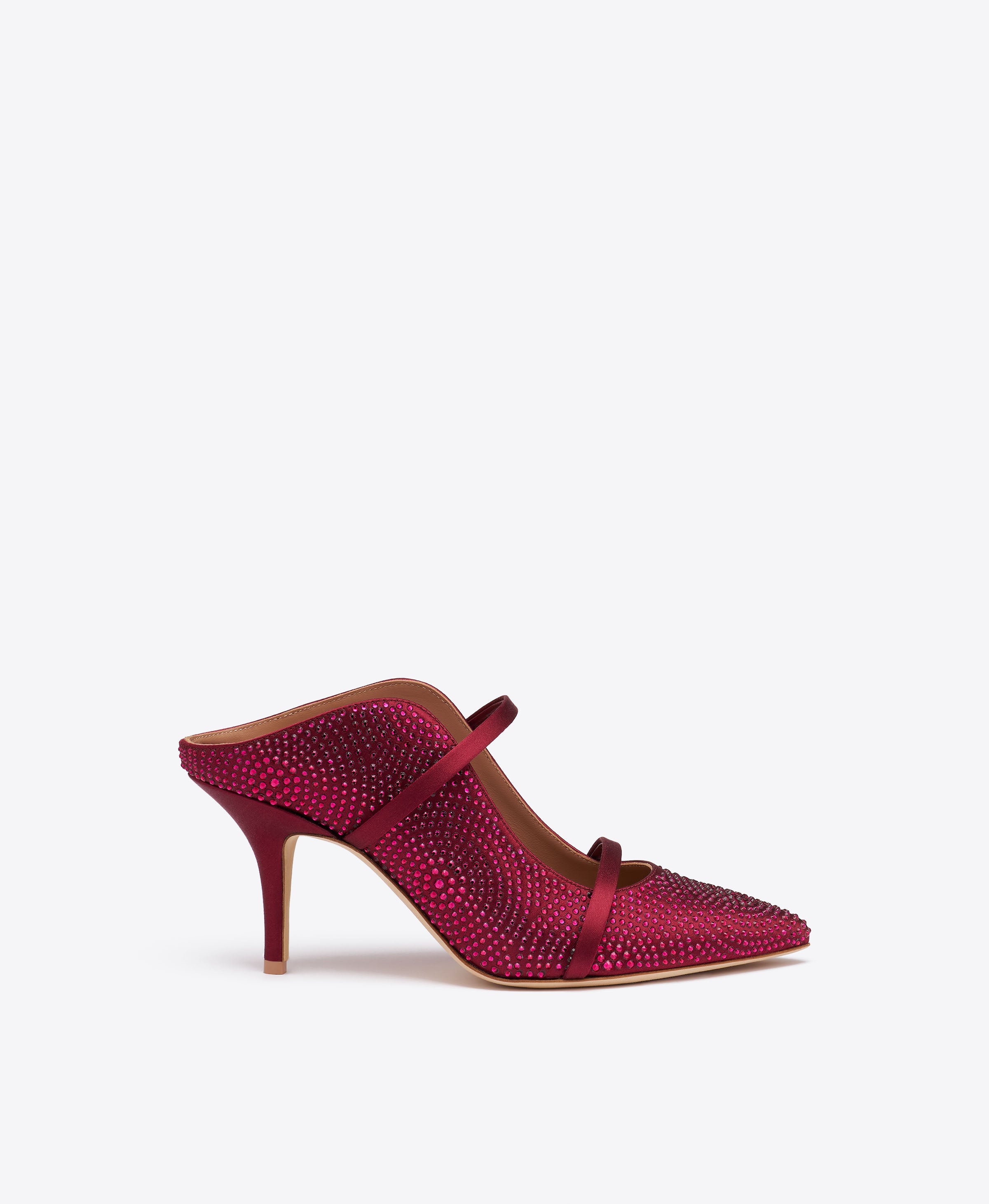 ブーツカット　S マルーン　maroon maloon 21aw Maureen 70 Burgundy Satin Mules|Malone Souliers