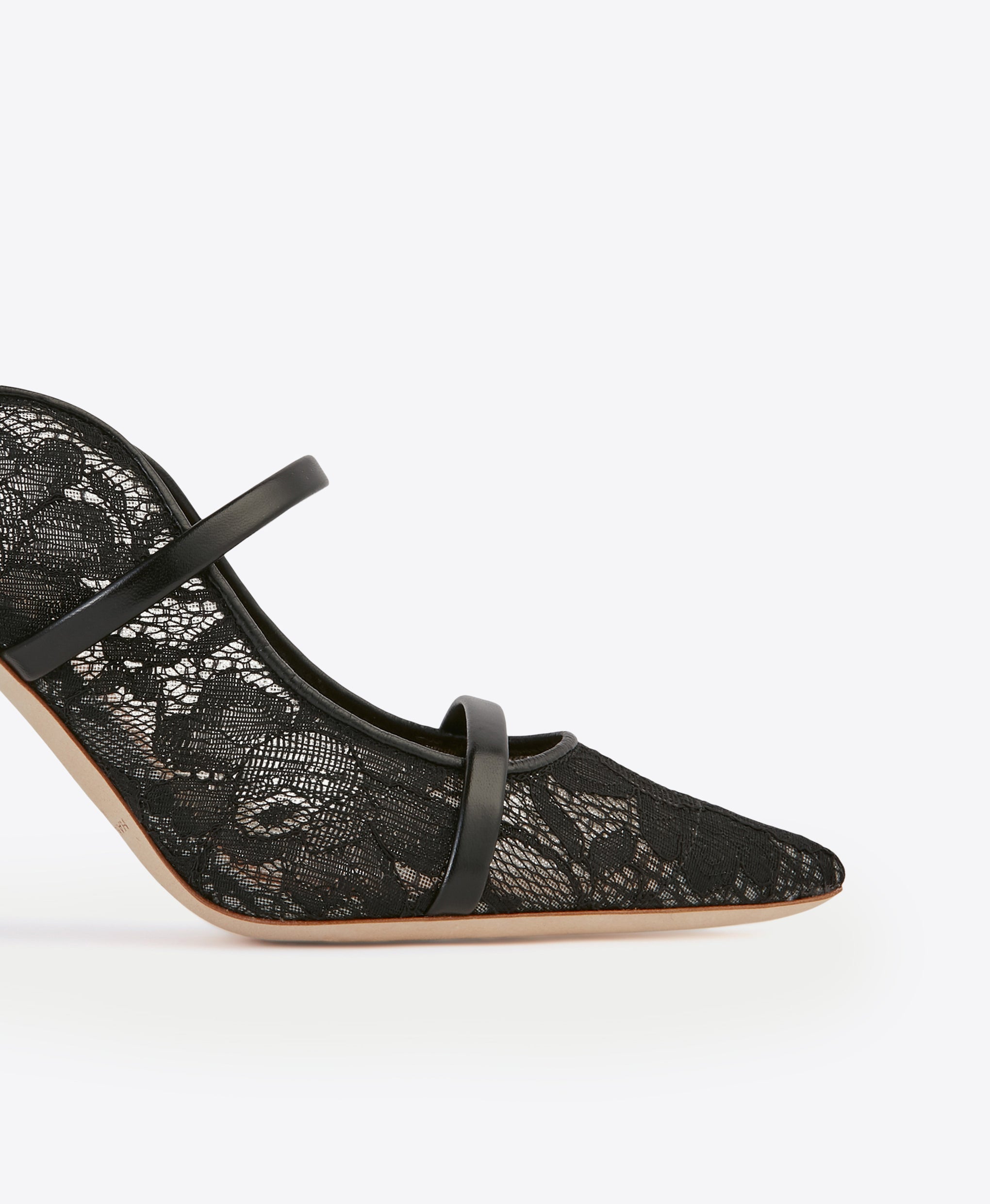 Women's Black Lace Mesh Stiletto Mules Malone Souliers