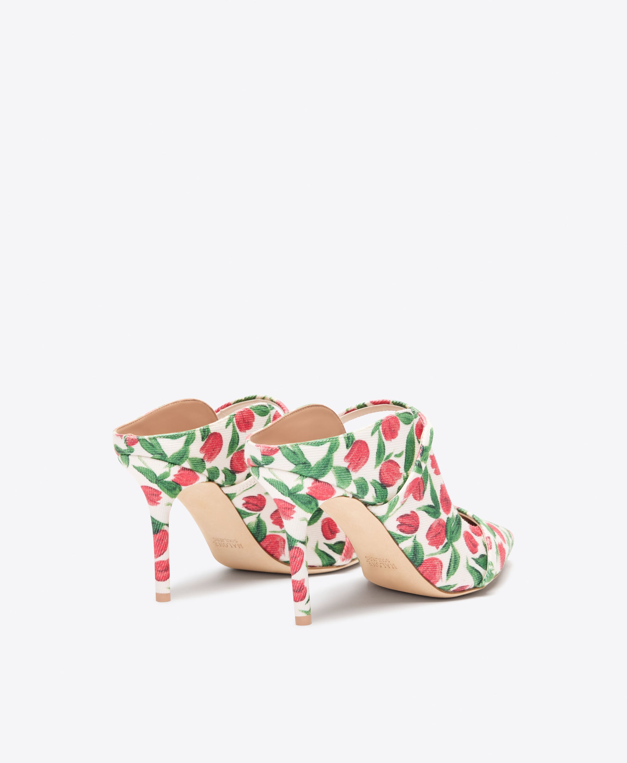Maureen 85 Red Tulip Print Canvas Heeled Mules Malone Souliers